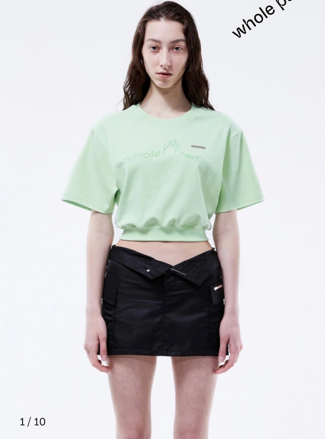 자수 밴딩 크롭탑 (mint) 상품이미지1