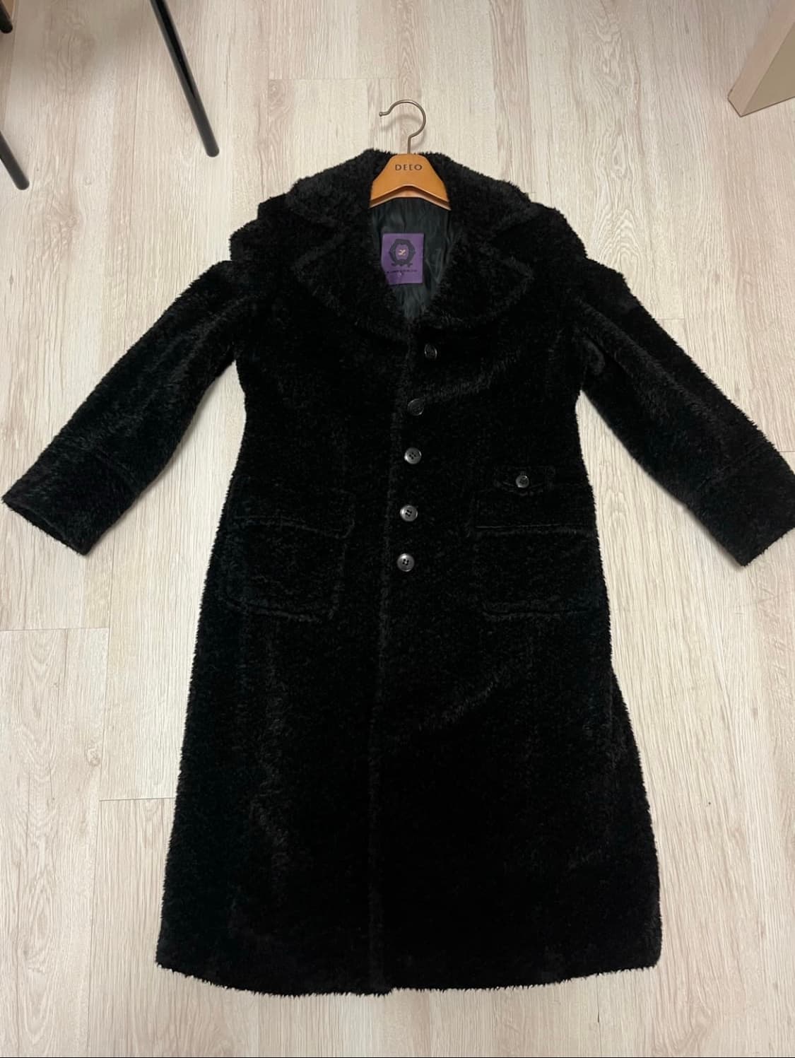 이탈리아 아뇨나 알파카 원단 블랙 롱 퍼 코트 상품이미지4