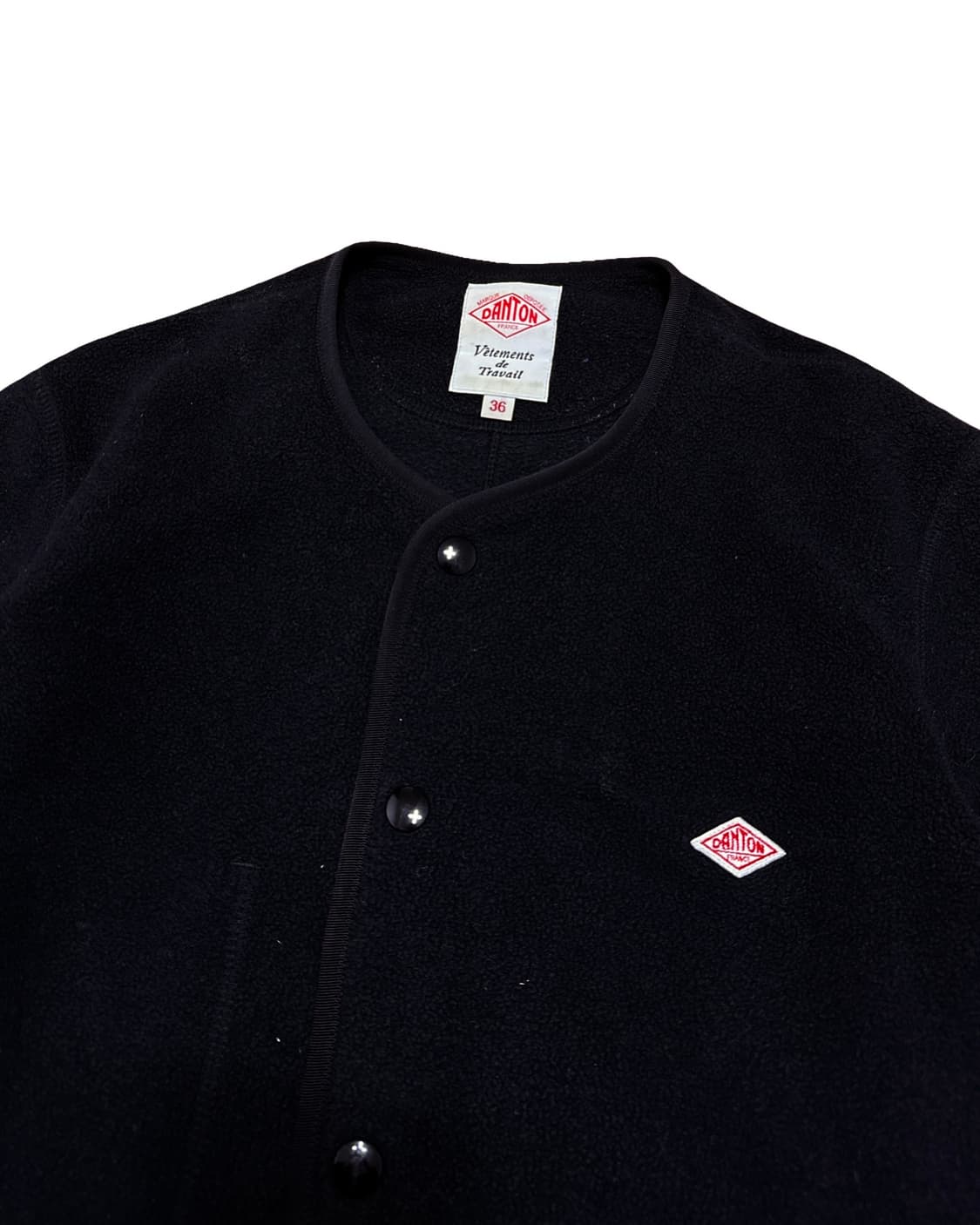 단톤 블랙 노카라 플리스 자켓 상품이미지2