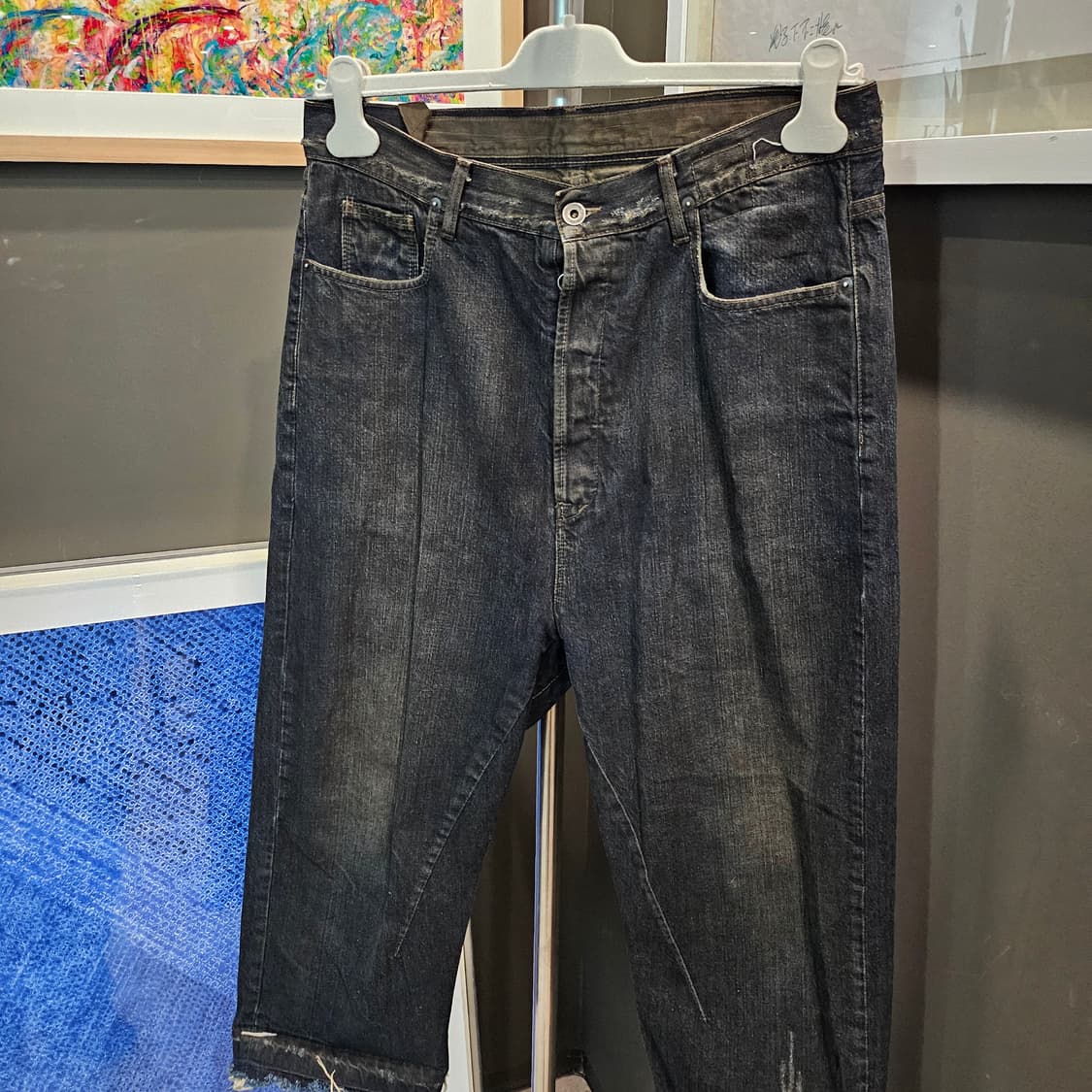 릭오웬스 스트랩 더티워싱 아카이브 데님 팬츠 상품이미지2