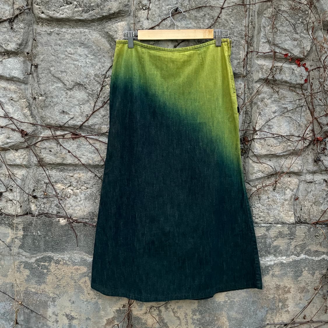 빈티지 롱스커트 청치마 데님 나염 그라데이션 상품이미지1