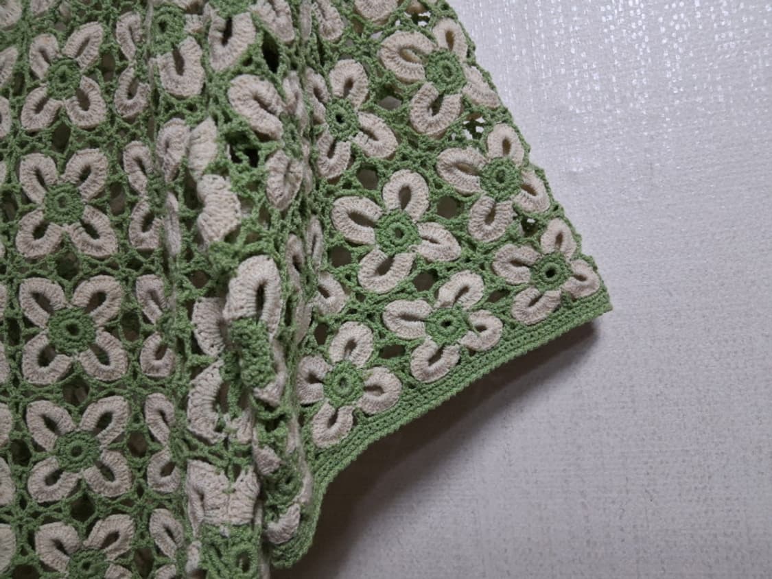 일본빈티지 핸드메이드 모티브 뜨게 크로셰 반팔탑 5566 상품이미지5