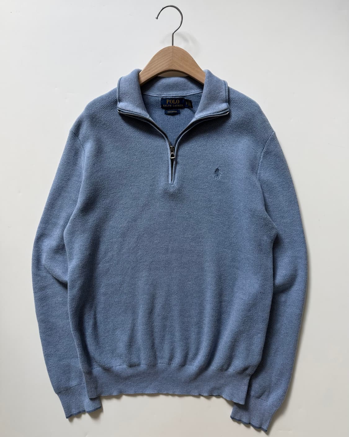 Polo 폴로 랄프로렌 신형 피마코튼 스카이블루 하프집업 니트 상품이미지4