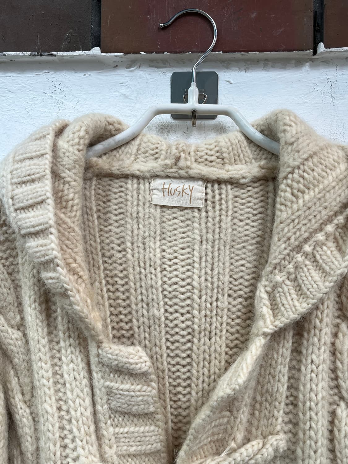 Husky 케이블 니트 후드 더플 가디건 M~L 상품이미지2