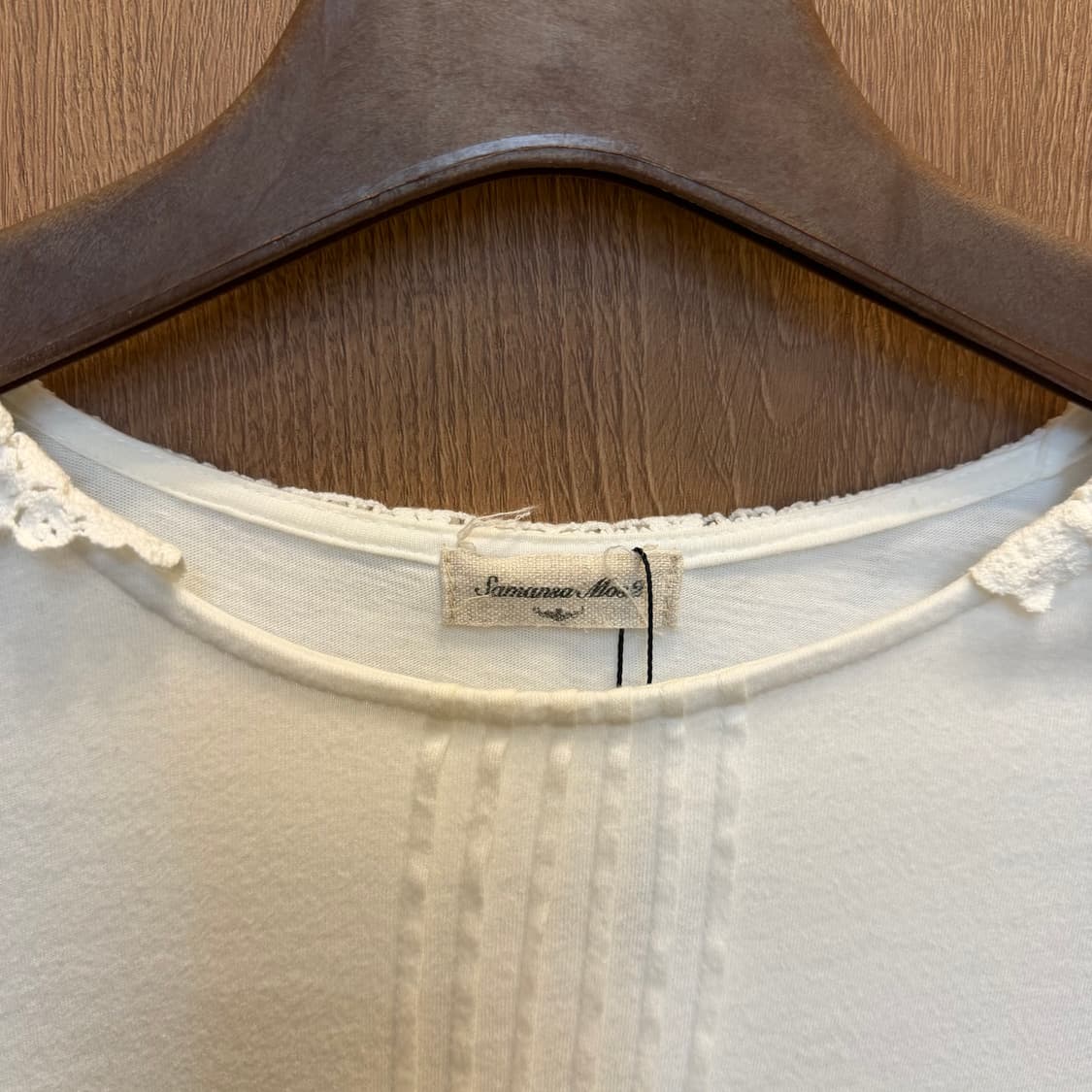 빈티지 롱슬리브 티셔츠 레이스 카라 핀턱 디테일 아이보리 상품이미지5