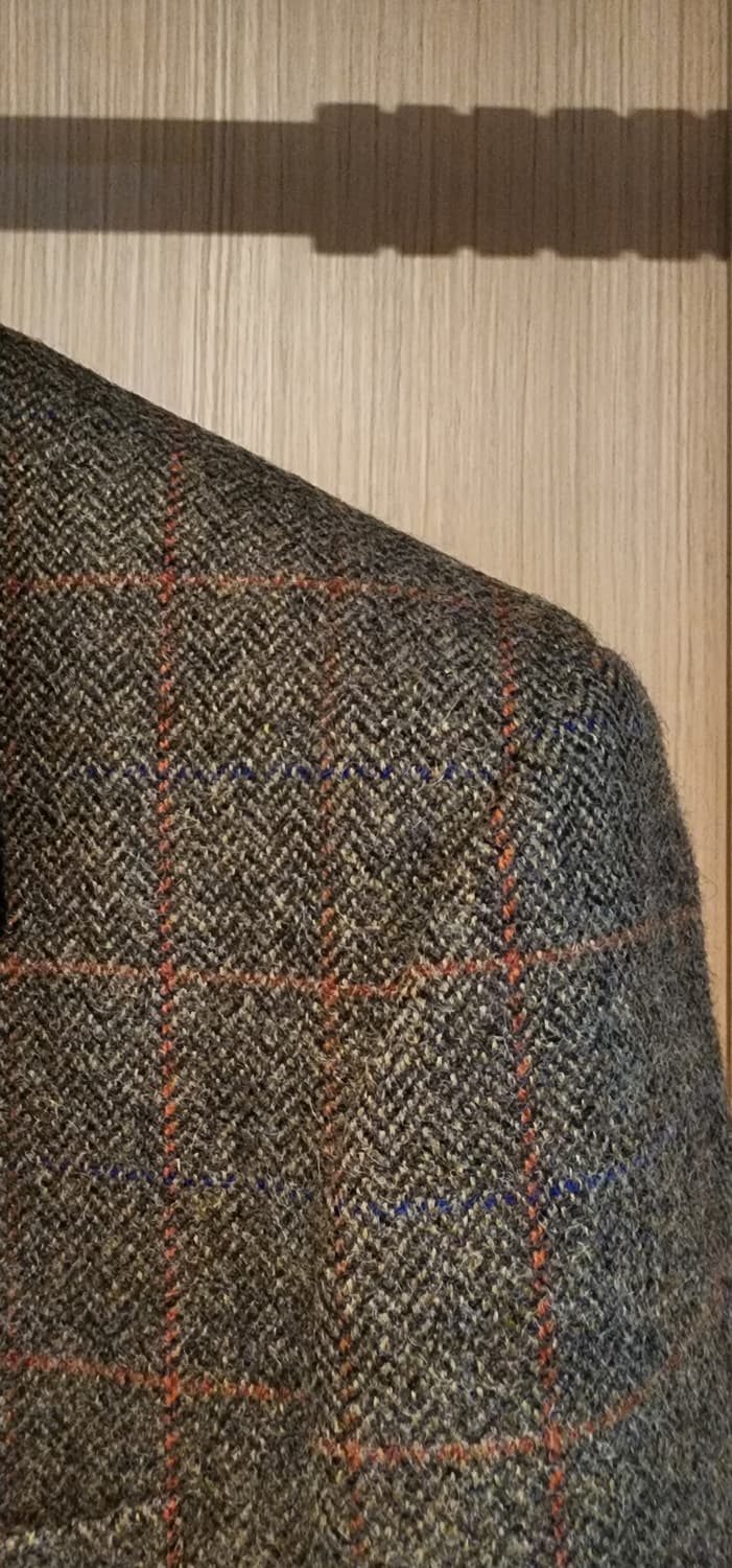 올리브그린 체크 헤링본 모직자켓 L~슬림XL 상품이미지3