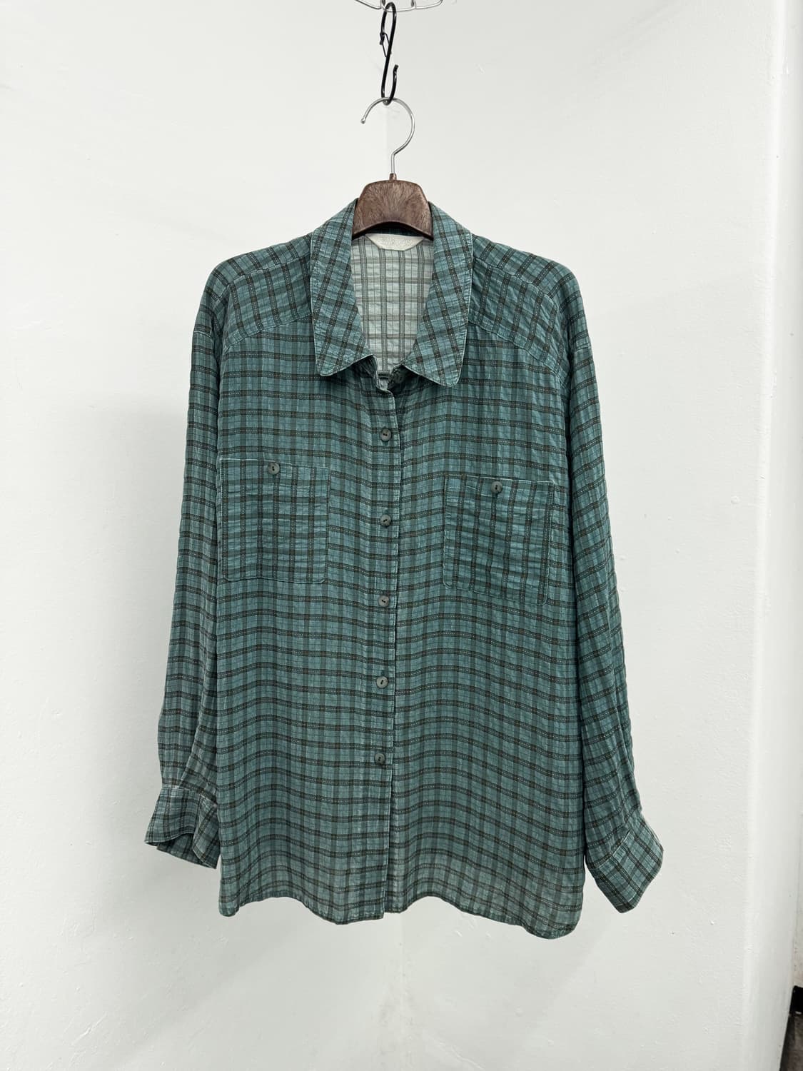 세이지그린 포켓 체크 셔츠 상품이미지4