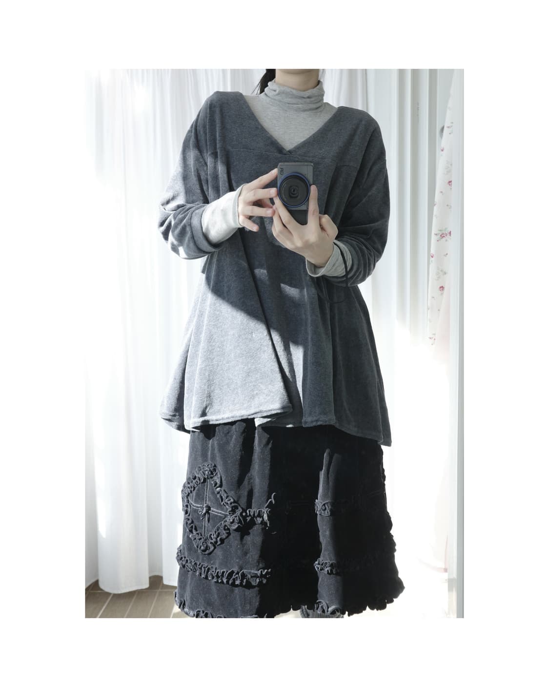 Grey shirring shirts 상품이미지5