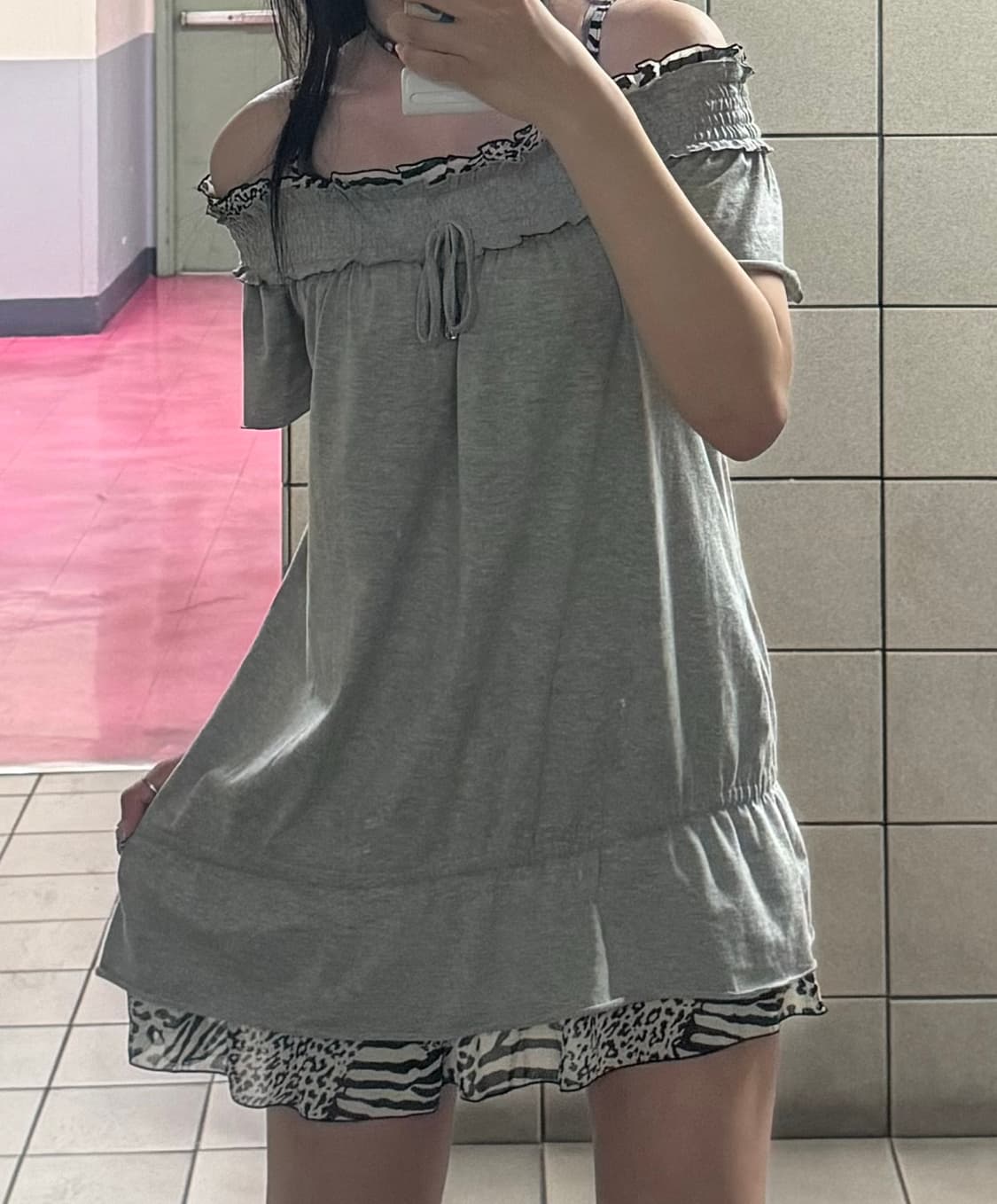 갸루빈티지 오프숄더 프릴 원피스 상품이미지1