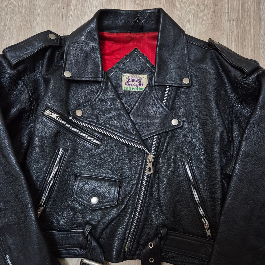 APN 컬렉션 크롭 헤비 라이더 가죽자켓 XL(105) 상품이미지2
