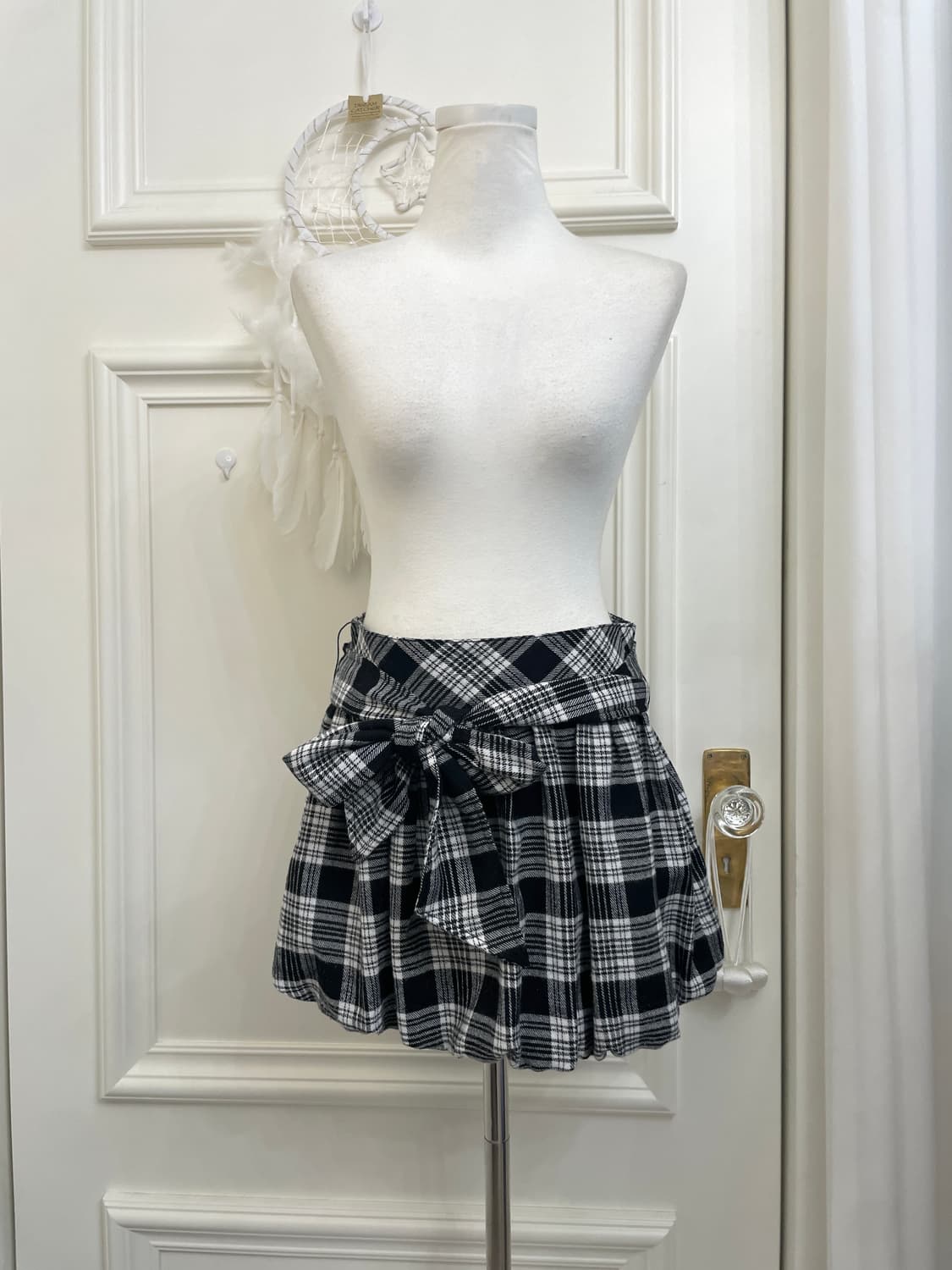 black&white check bow point lovely mini 상품이미지1