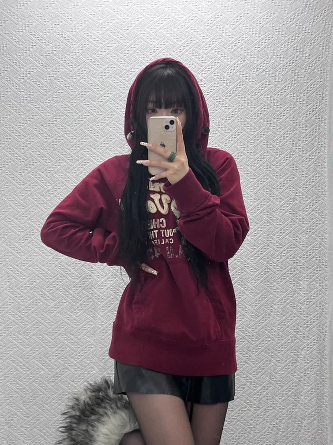 후아유 컨트리 레트로 빈티지 00's 와인 후드티 XL C09737 상품이미지1