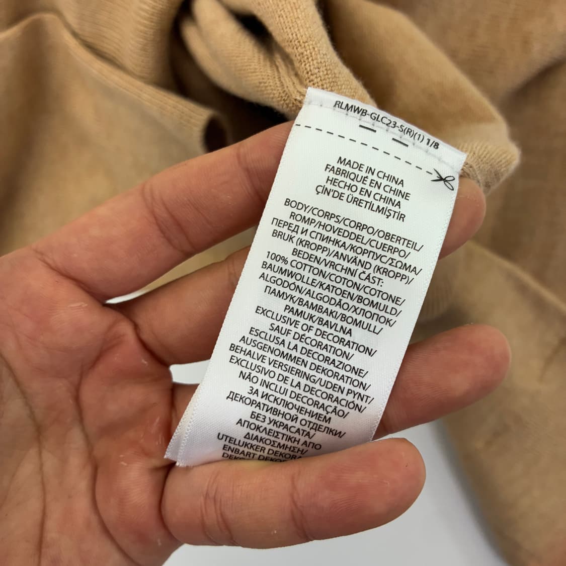 Polo  폴로 랄프로렌 자수 코튼 슬림핏 베이지 니트 상품이미지5