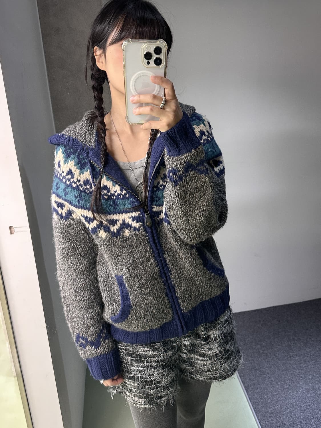 winter ethnic knit zip hoody 상품이미지3