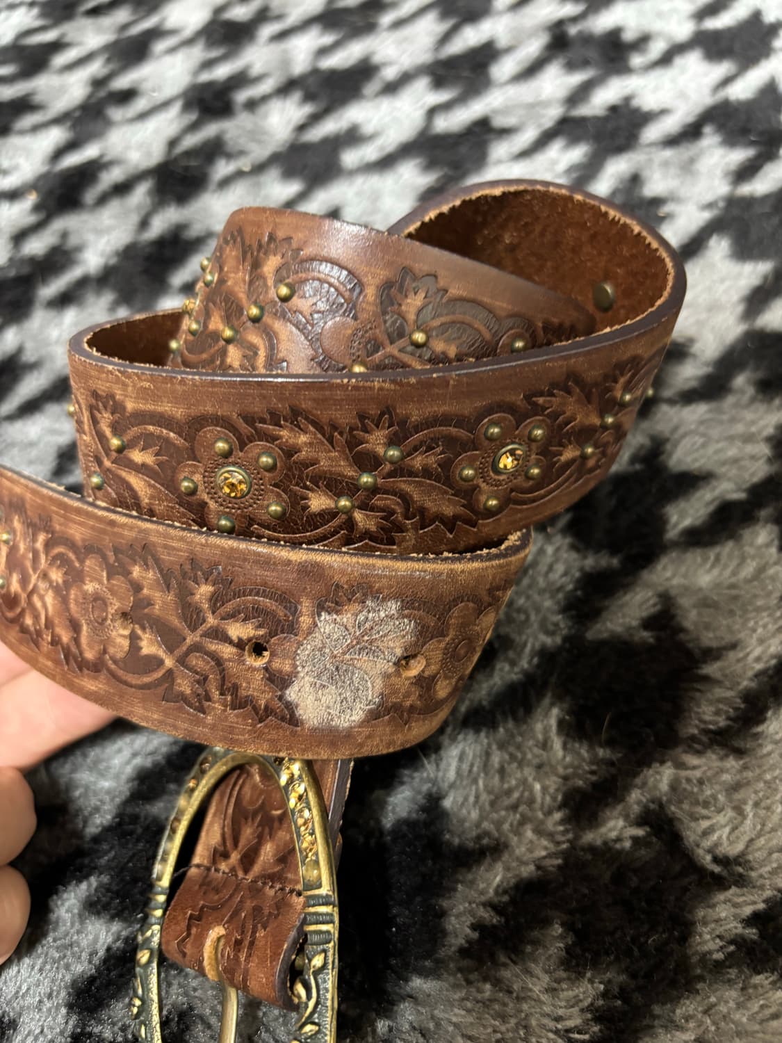 “Unknown” ethnic Cubic Detail Brown Belt 상품이미지7