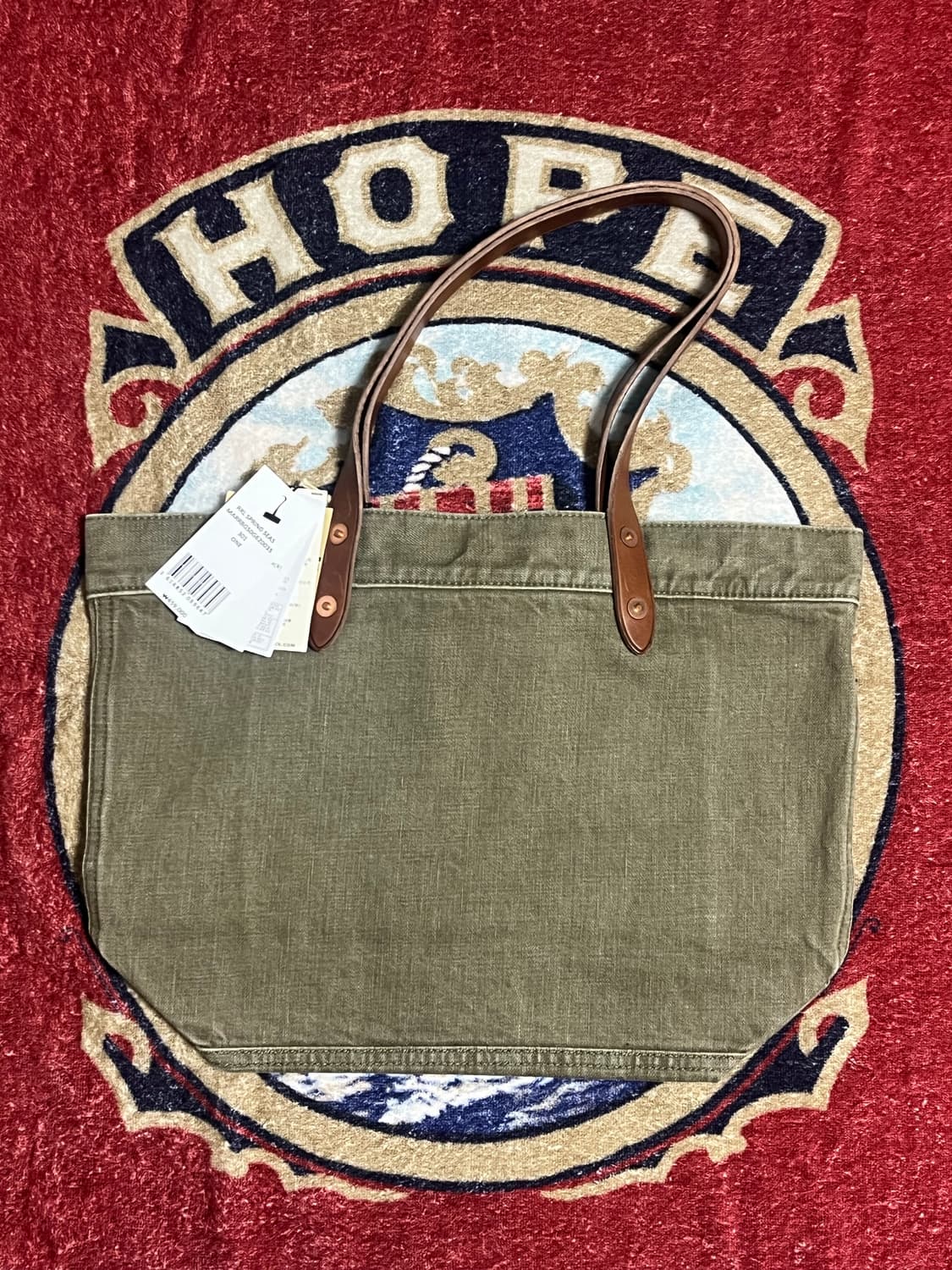 RRL 레더 트림 트윌 토트백 더블알엘 가방 상품이미지2