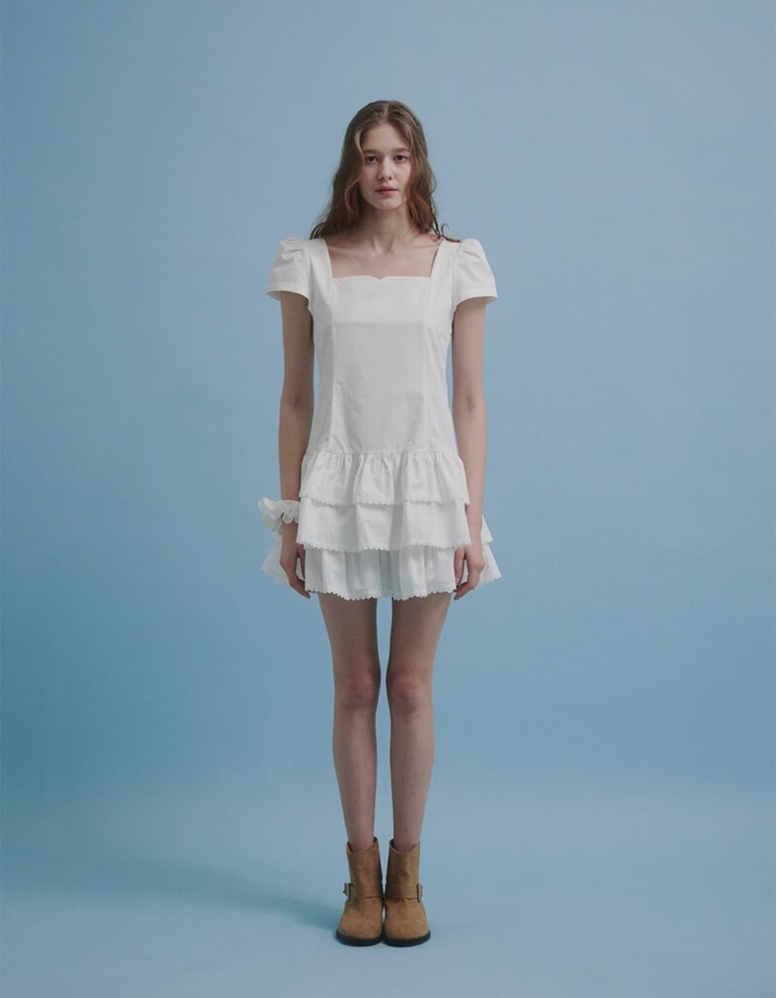 Tiered mini dress 화이트 프릴 원피스 상품이미지1