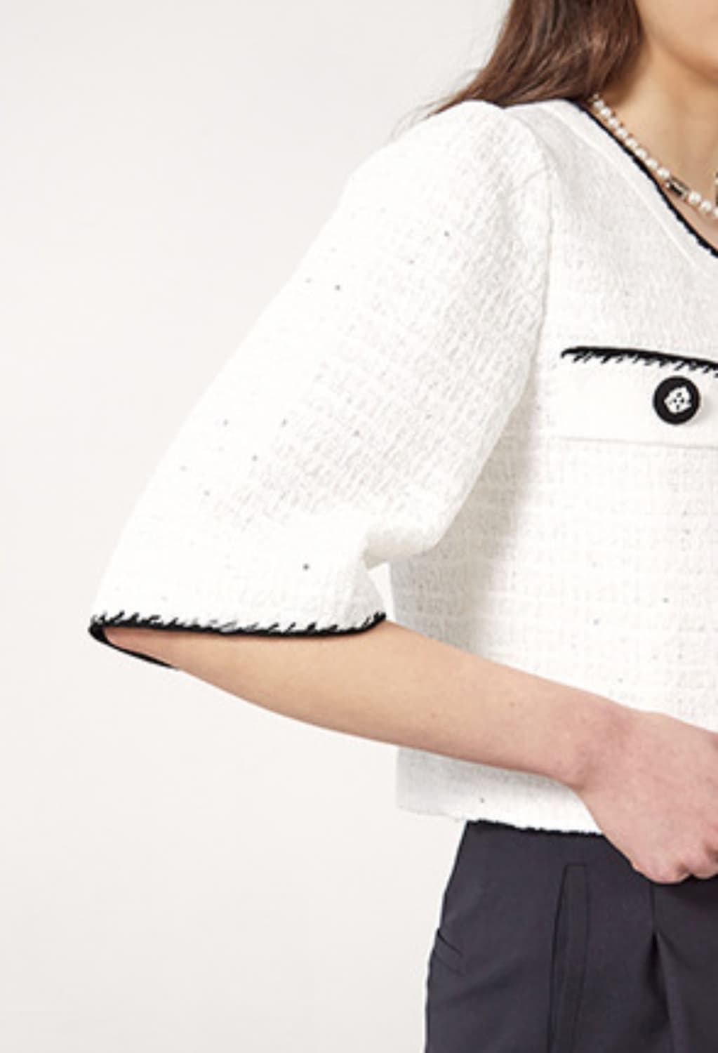 오브제 컬러라인 비딩 트위드자켓 상품이미지6