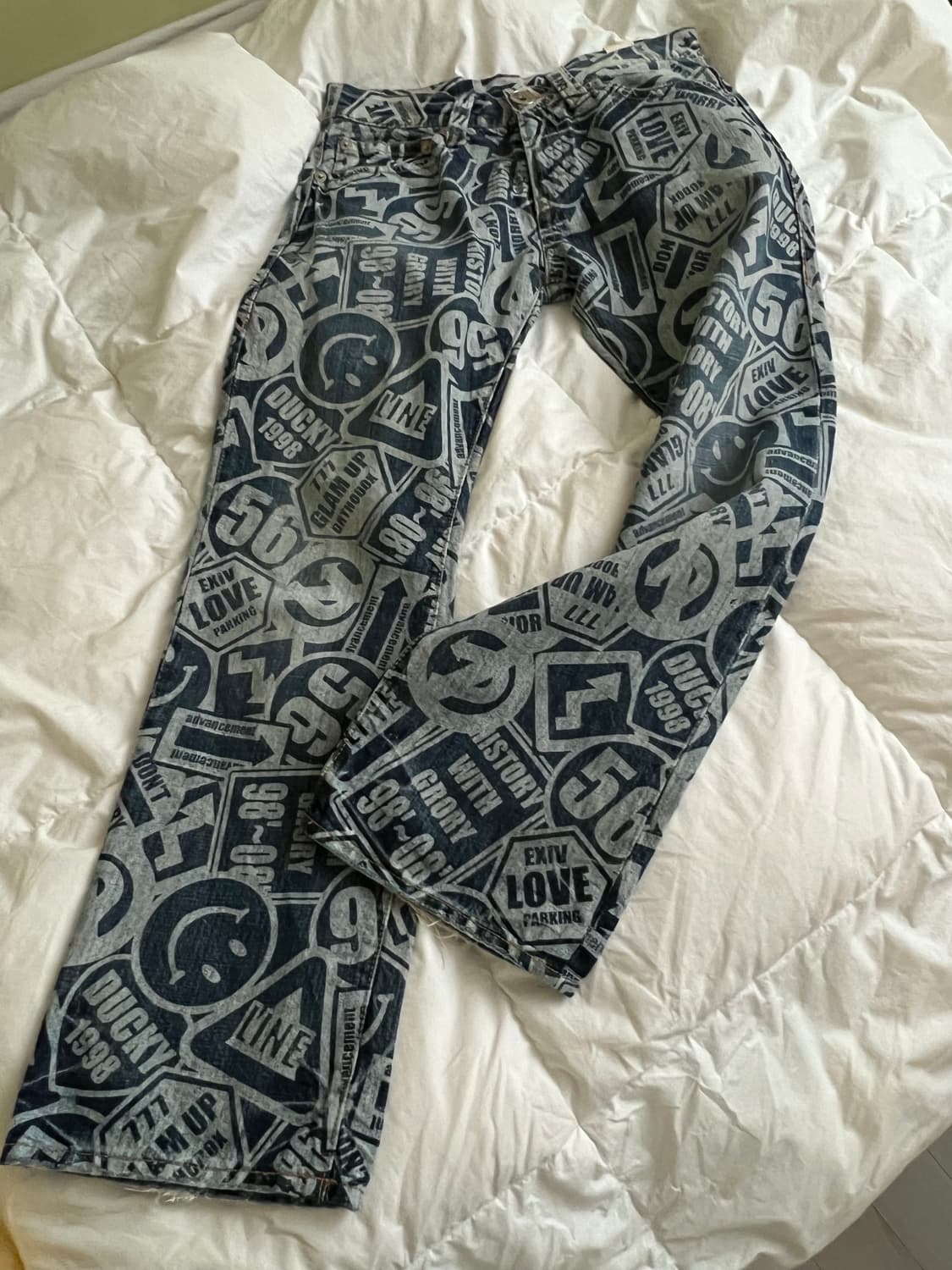 CO&LU 풀 프린팅 데님 팬츠 상품이미지1