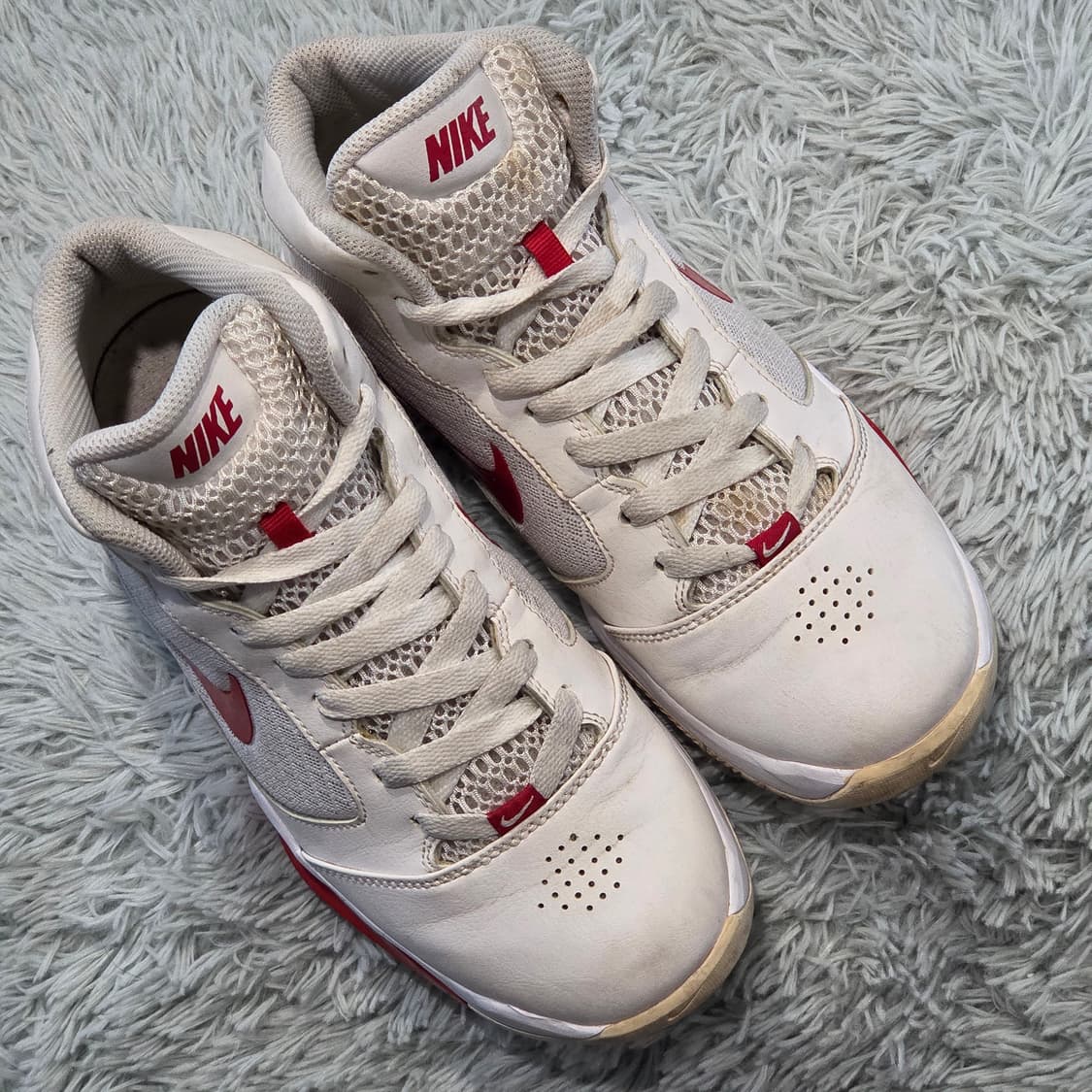 3q-1:나이키 레드 스우시 하이컷 농구화 화이트/레드 (23.5cm) 상품이미지5