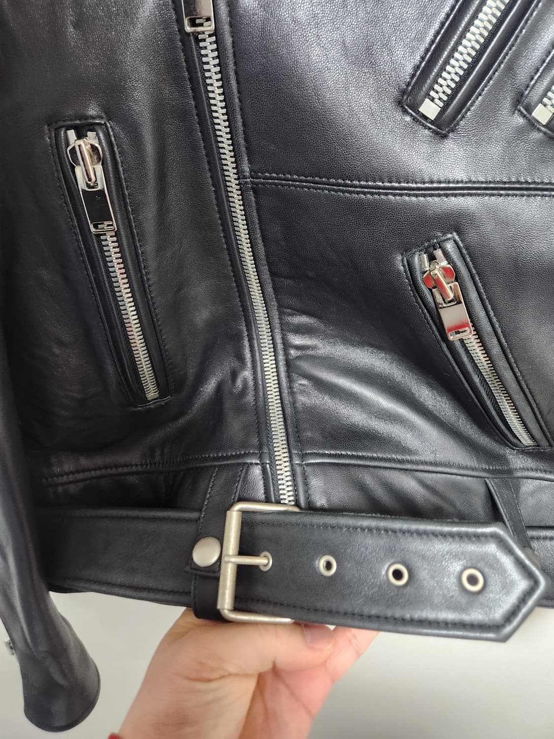 이탈리안레더 블랙 라이더 자켓  XL - J32 상품이미지6