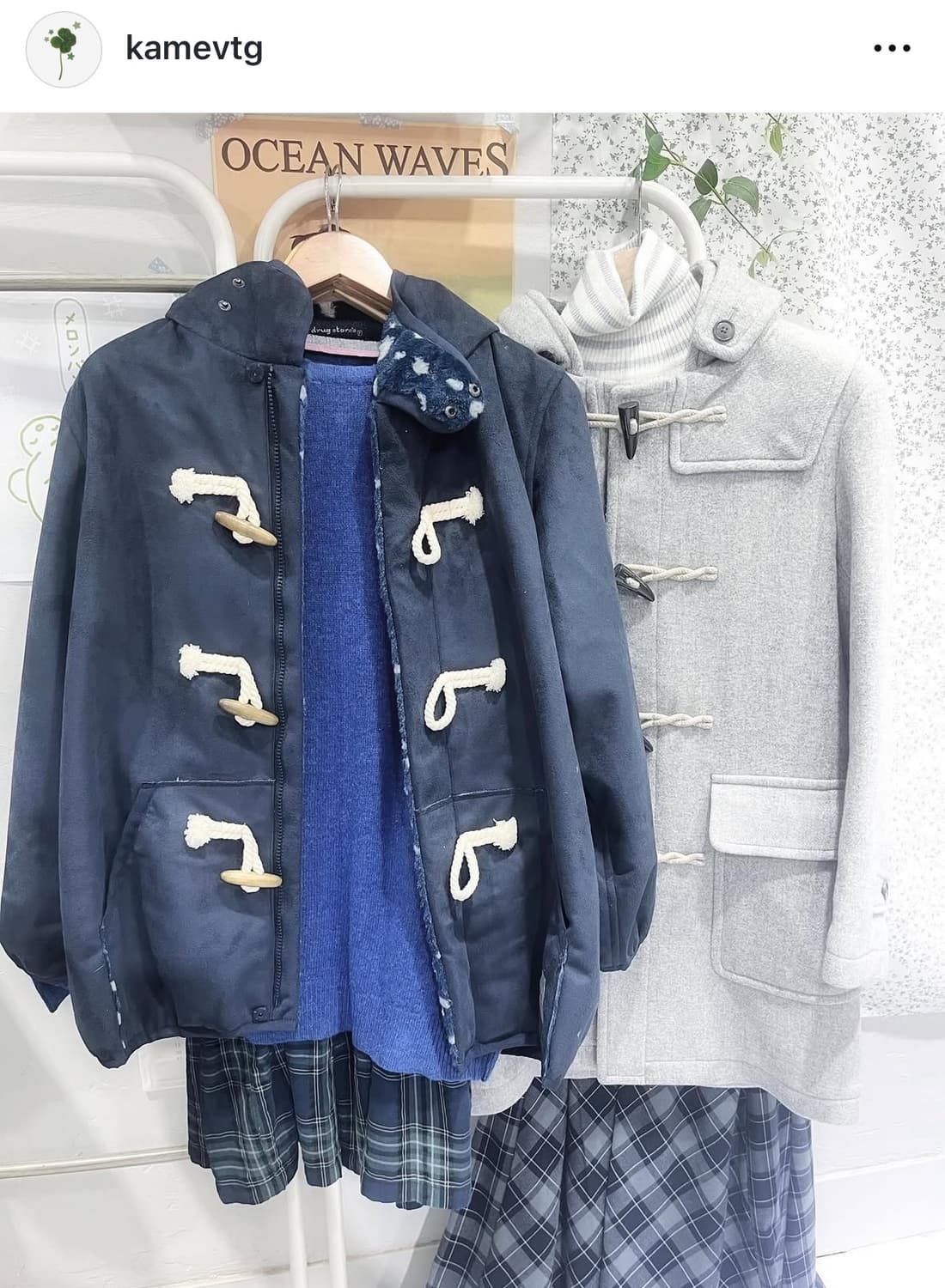 카메 빈티지 대대장 드럭스토어 네이비 코트 토글 아우터 모리걸 상품이미지2