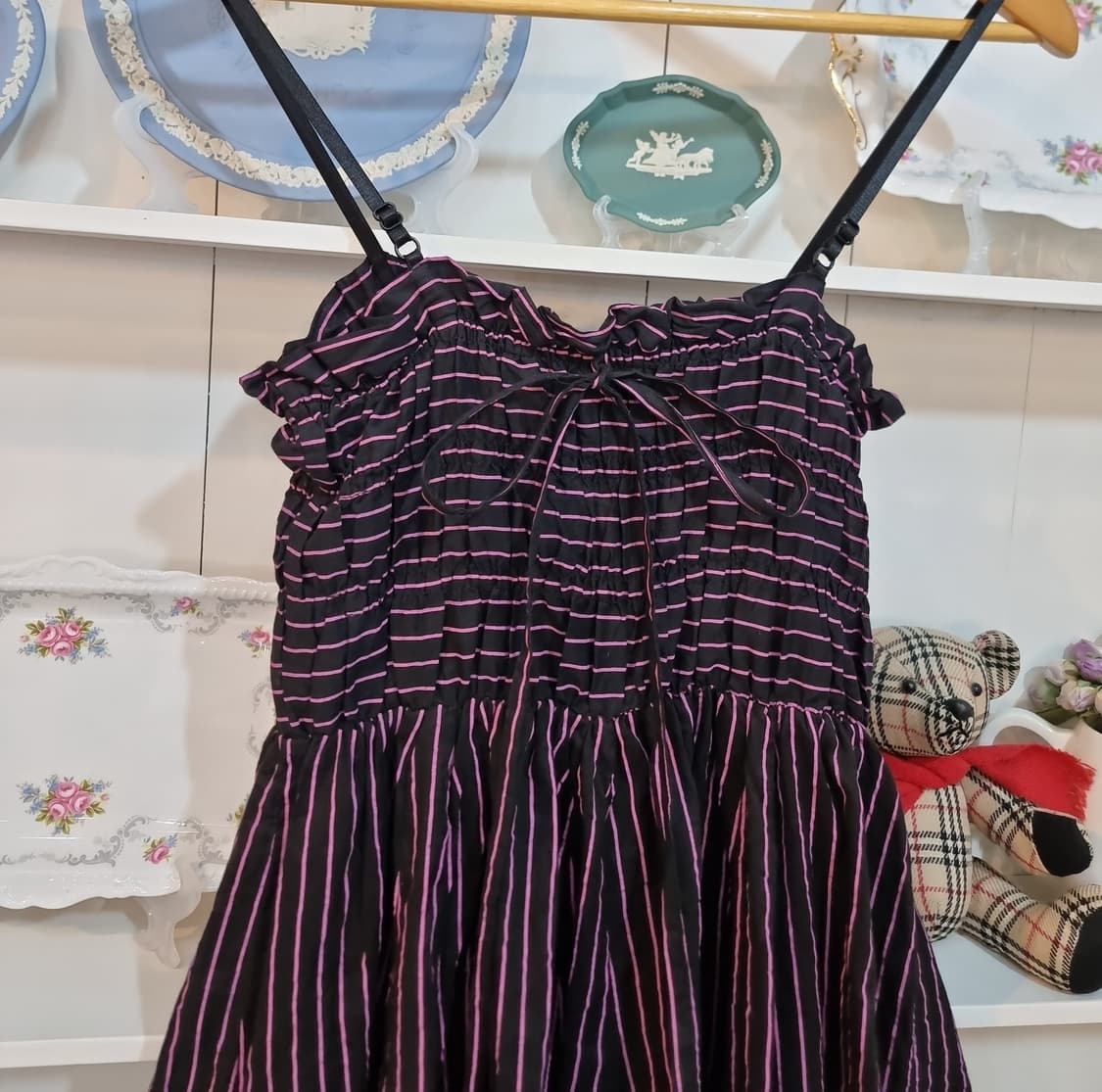 핑크 스트라이프  스트링 원피스 상품이미지2