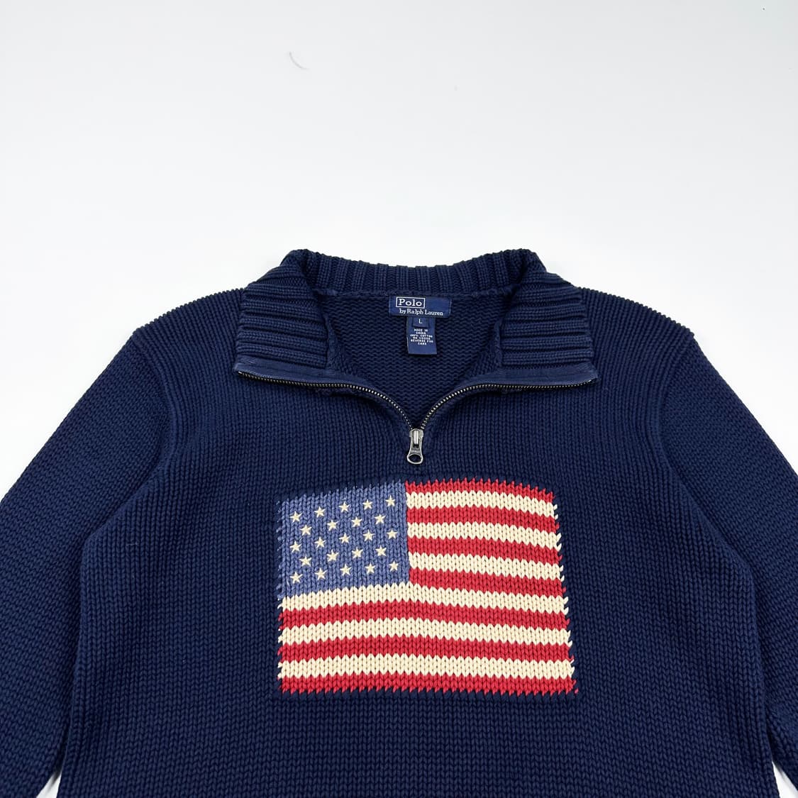 폴로 랄프로렌 여성 성조기 하프집 니트 네이비 여성L 상품이미지2