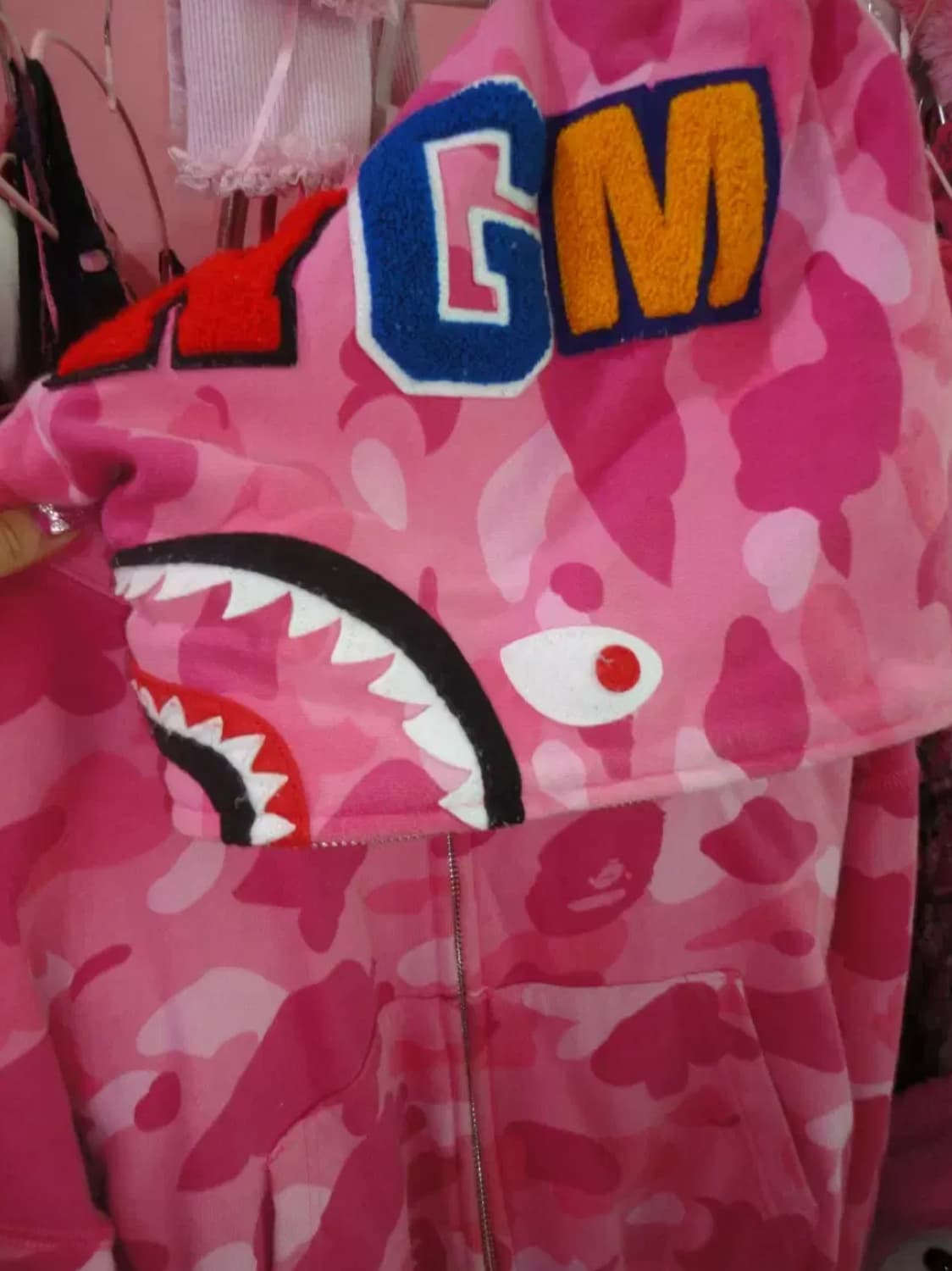 베이프 갸루 핑크 후드 크롭 유일매물 상품이미지4