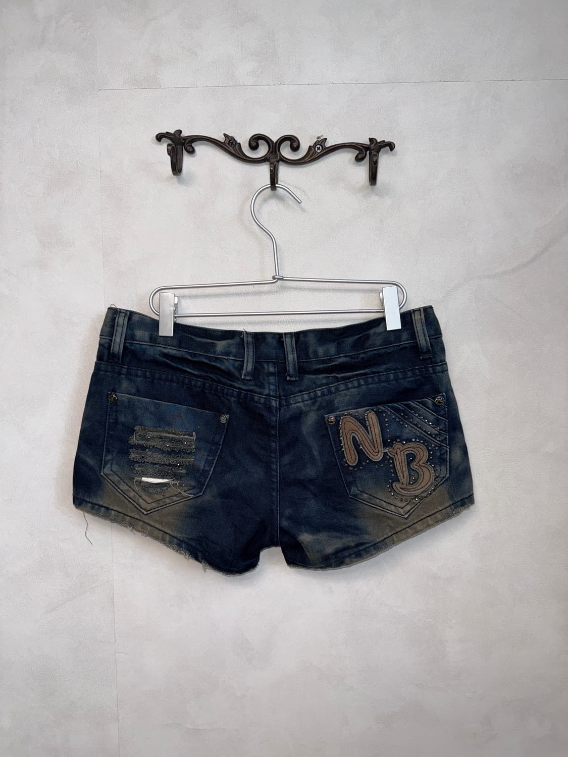 Washing denim destroyed cubic shorts 상품이미지3
