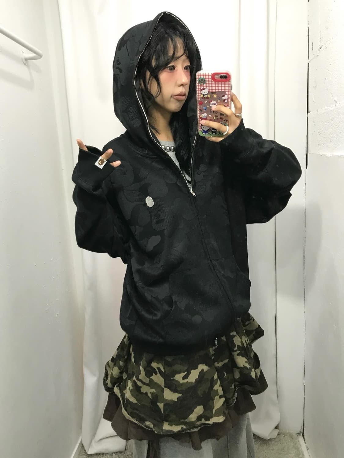 Bape Black Camouflage Two way Hood Zip 상품이미지6