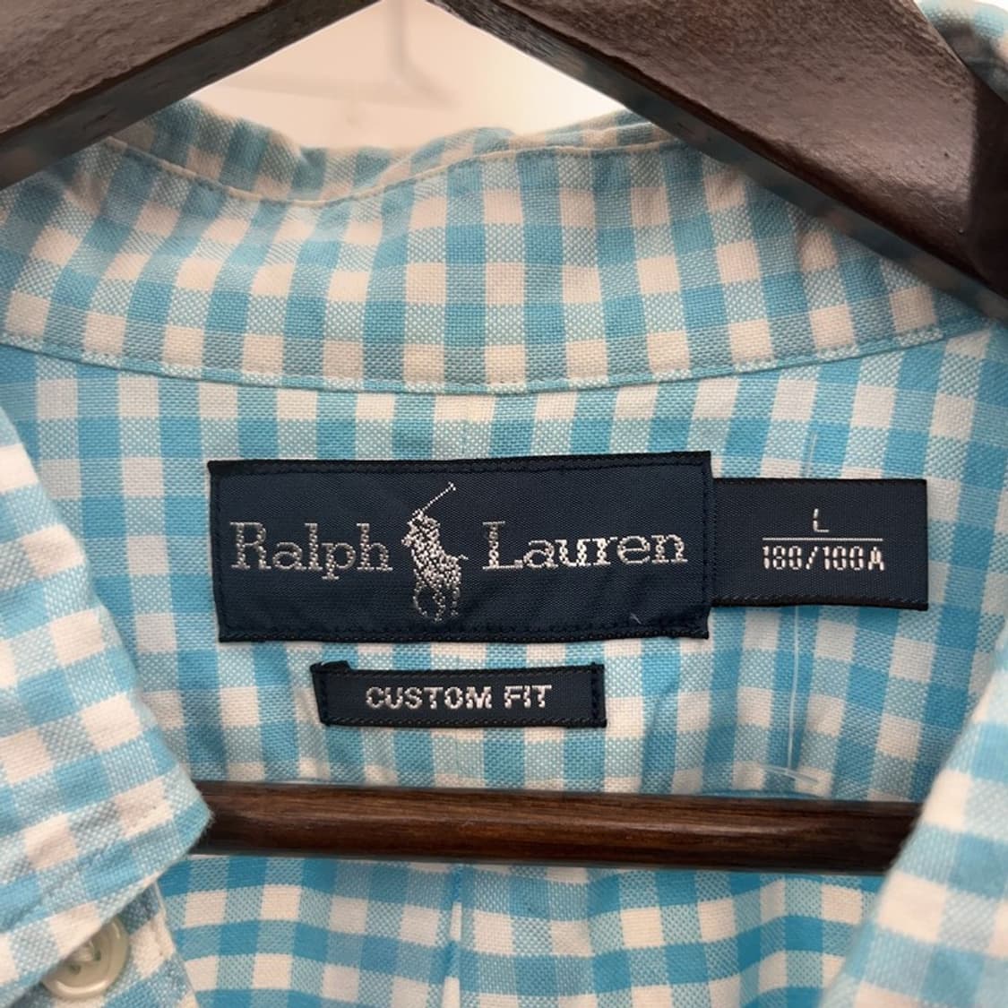 폴로 랄프로렌 커스텀핏 핑크포니 스카이블루 체크 셔츠 L C09703 상품이미지5