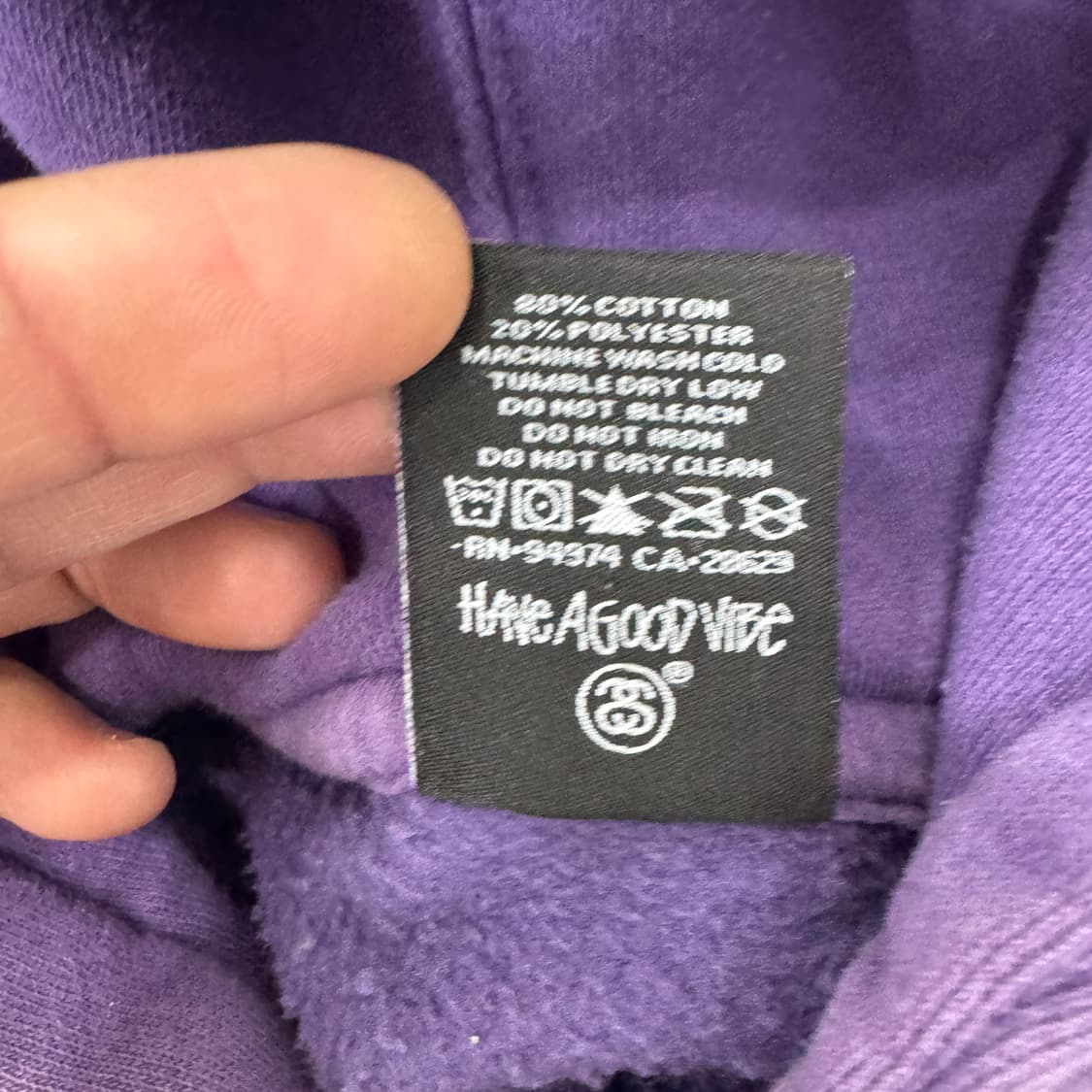 M 스투시 베이직 로고 퍼플 후드 티셔츠  상품이미지9