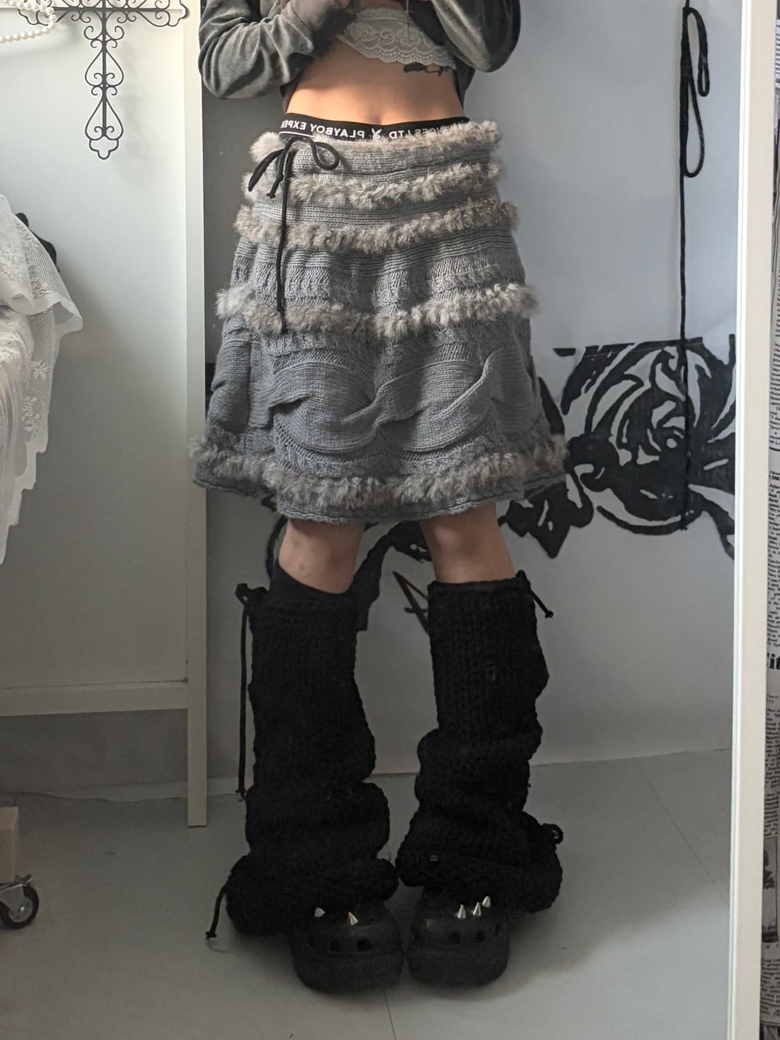 • Grey Rabbit Fur Skirt 상품이미지2