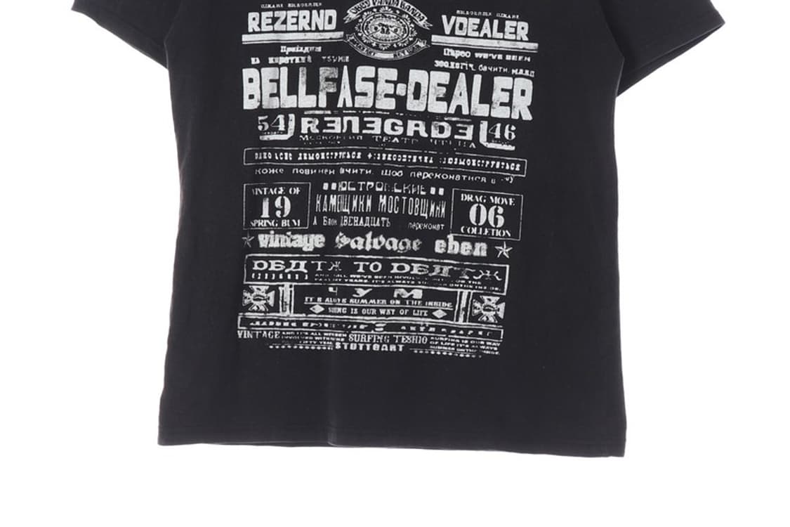 빈티지 레터링 헨리넥 배색 반팔 상품이미지4