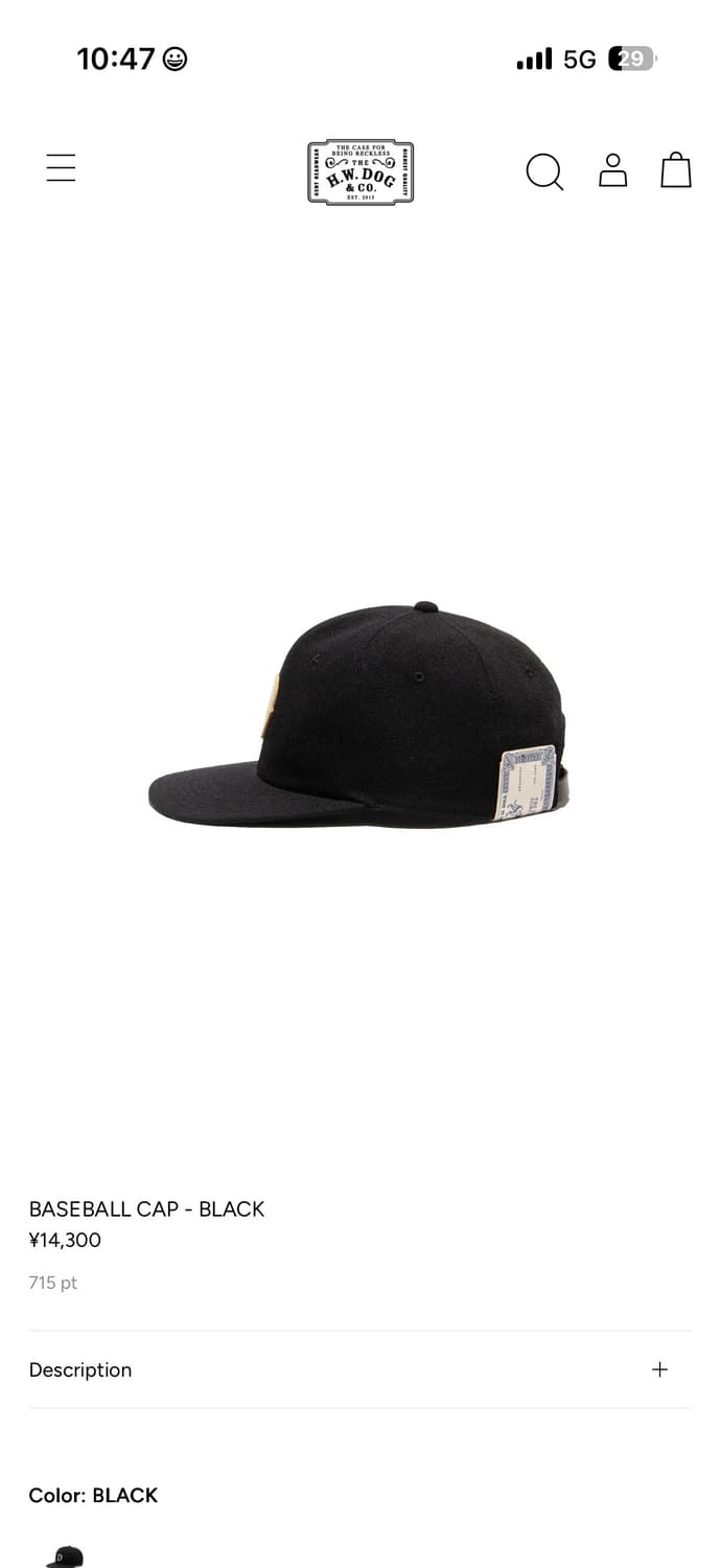 THE H.W.DOG&CO BASEBALL CAP-Black  상품이미지3