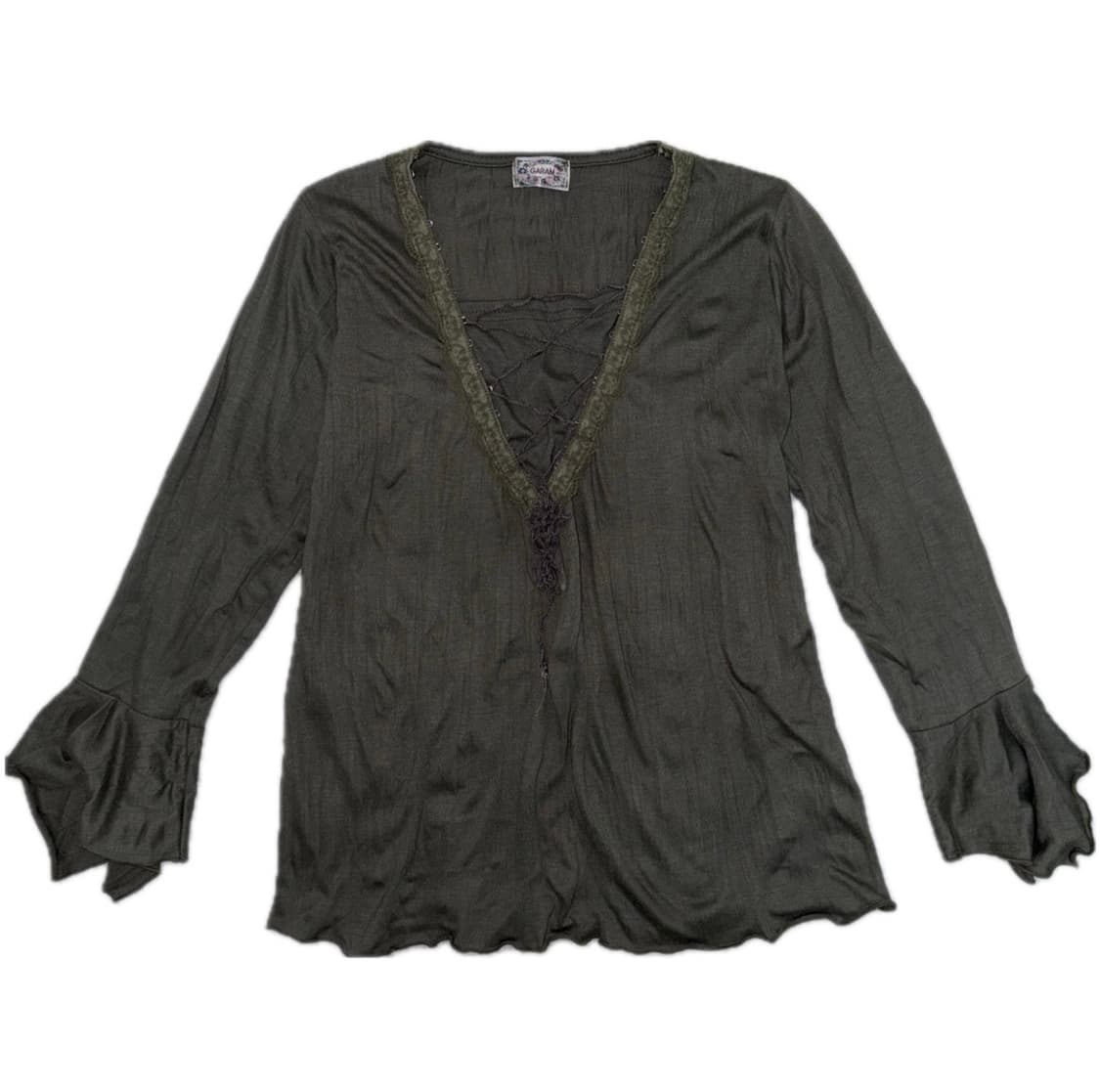 빈티지 모리걸 긴팔티 카키 상품이미지1