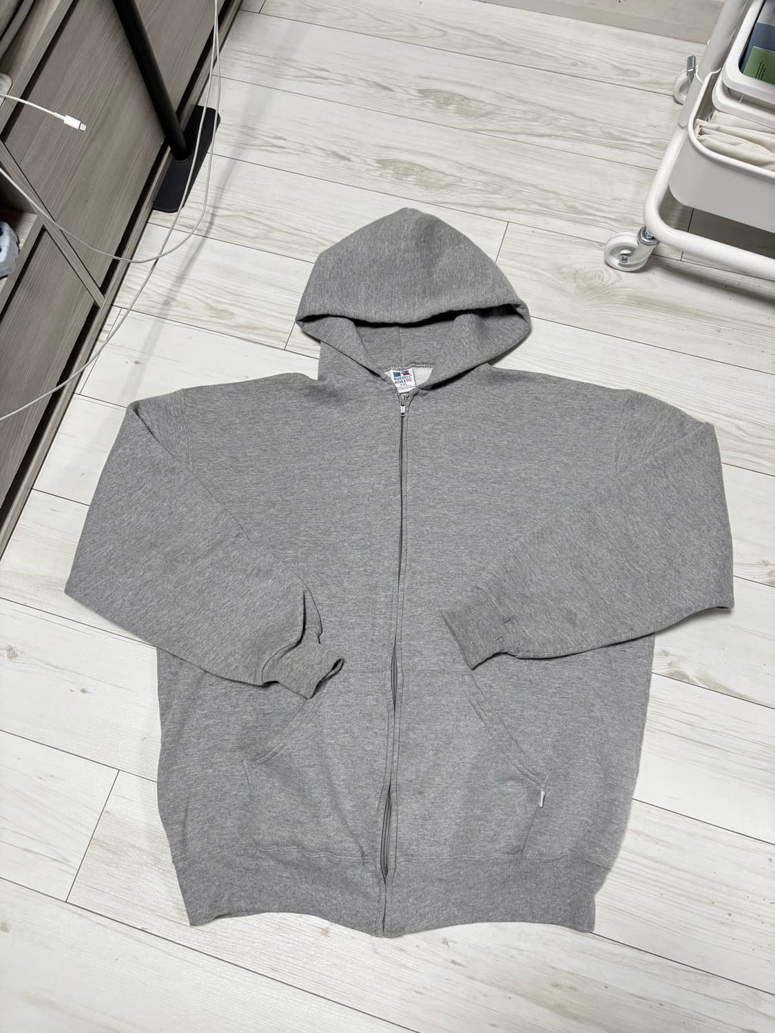 90s 러셀 후드집업 그레이 2XL usa 상품이미지2