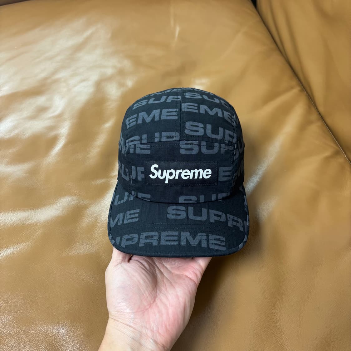 Supreme 슈프림 리액티브 로고 블랙 캠프캡 모자 (Black) 상품이미지2