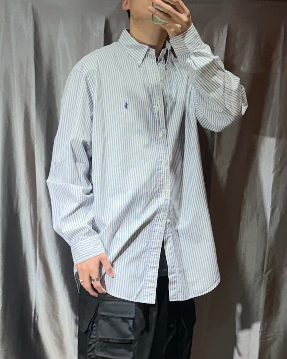 L 폴로랄프로렌 클래식핏 블루포니 스트라이프 셔츠 상품이미지1