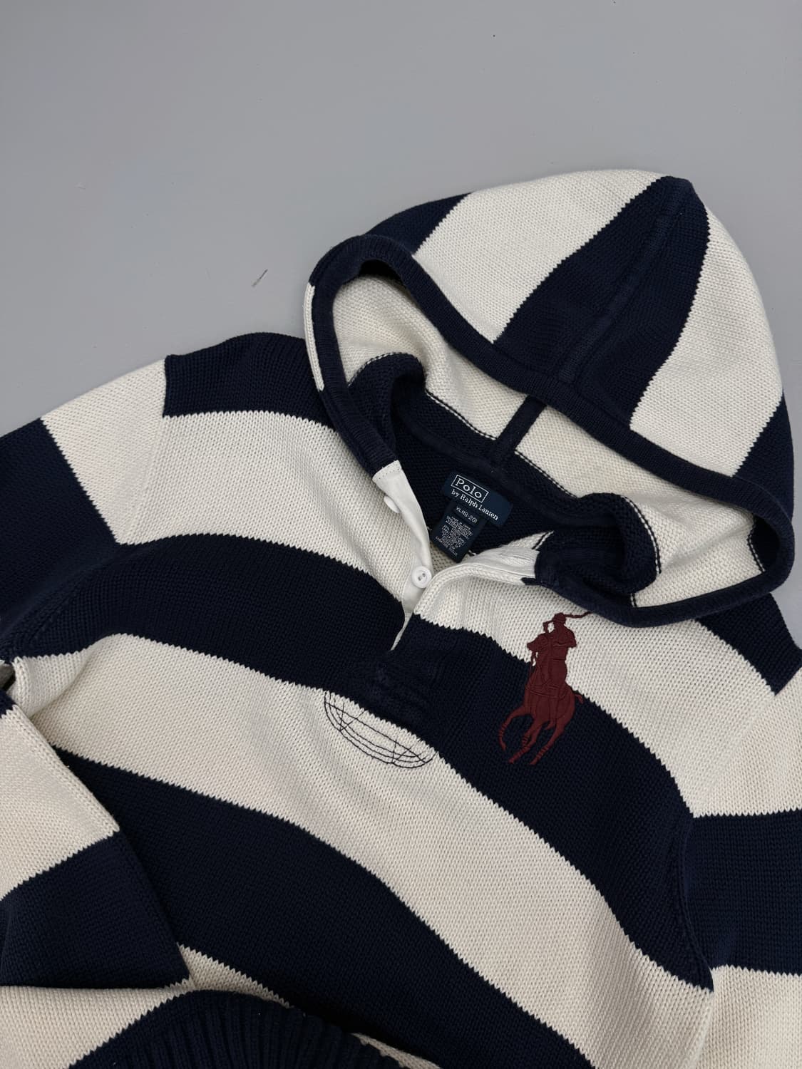 폴로 랄프로렌 루즈핏 빅포니 배색 코튼 니트 럭비 후드 상품이미지3