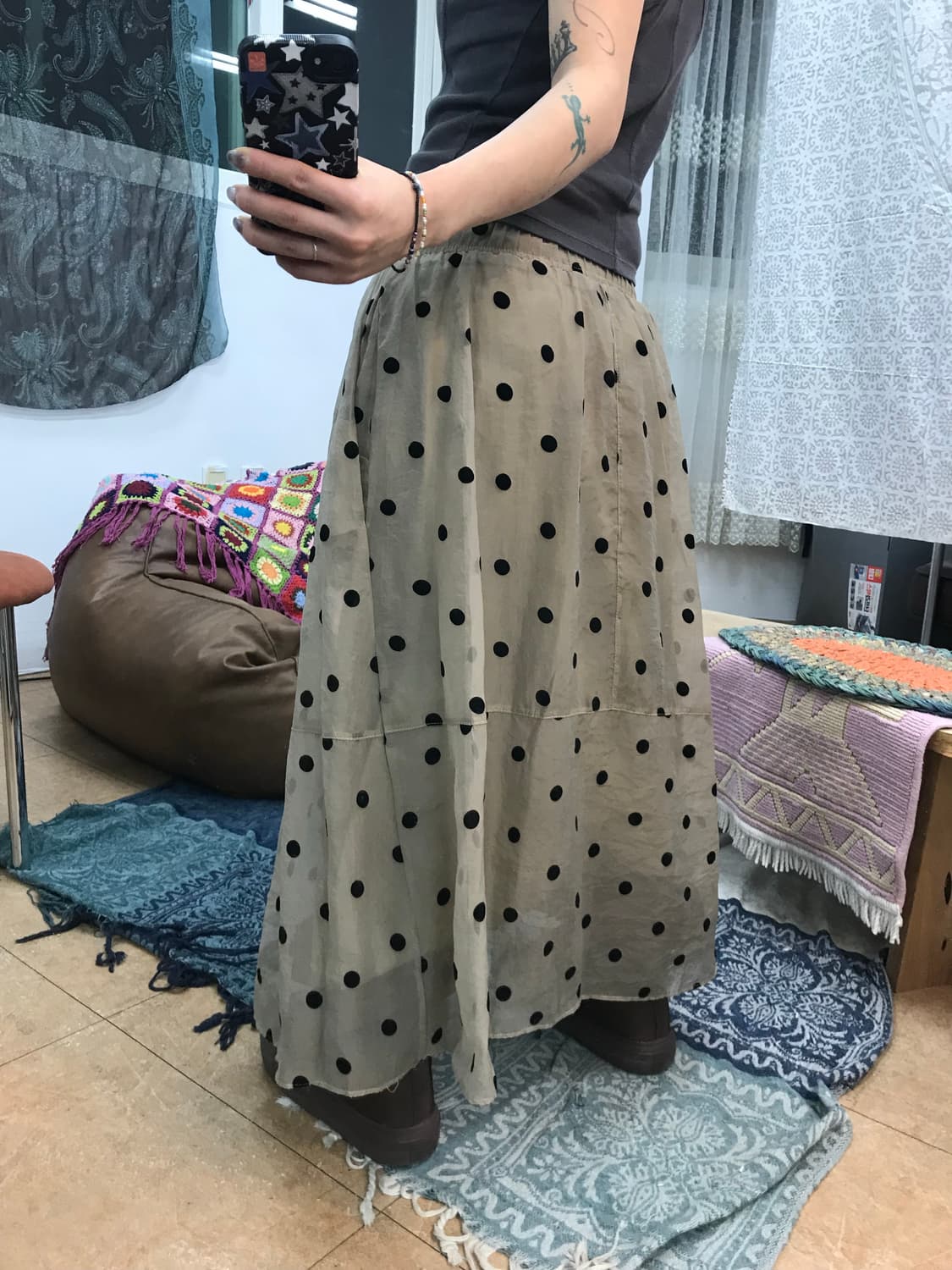 빈티지 여성 밴딩 도트 스커트  상품이미지2