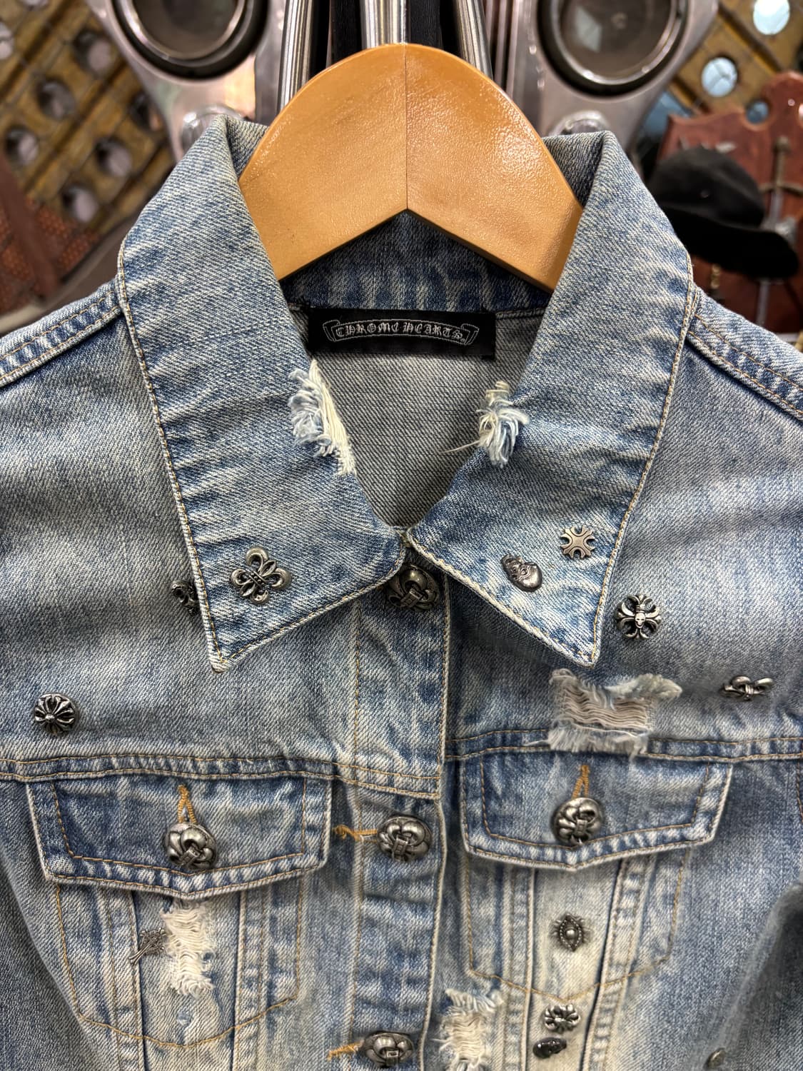 찡 장식 빈티지 데미지 워싱 크롭 데님 청 자켓 상품이미지2