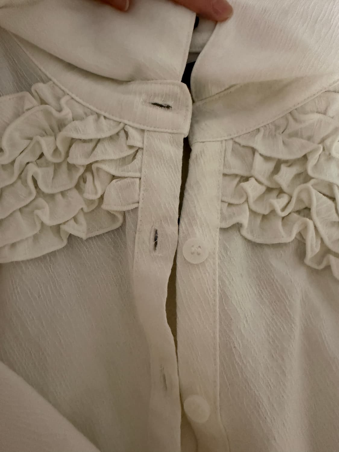 쓰리타임즈 빈티지 프릴 셔츠 s 화이트 상품이미지3