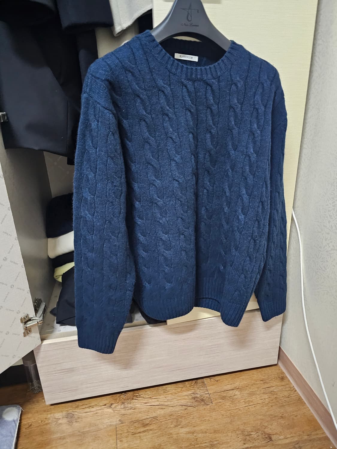 블랭크룸 울 케이블 니트 멜란지 네이비 (3) 상품이미지2