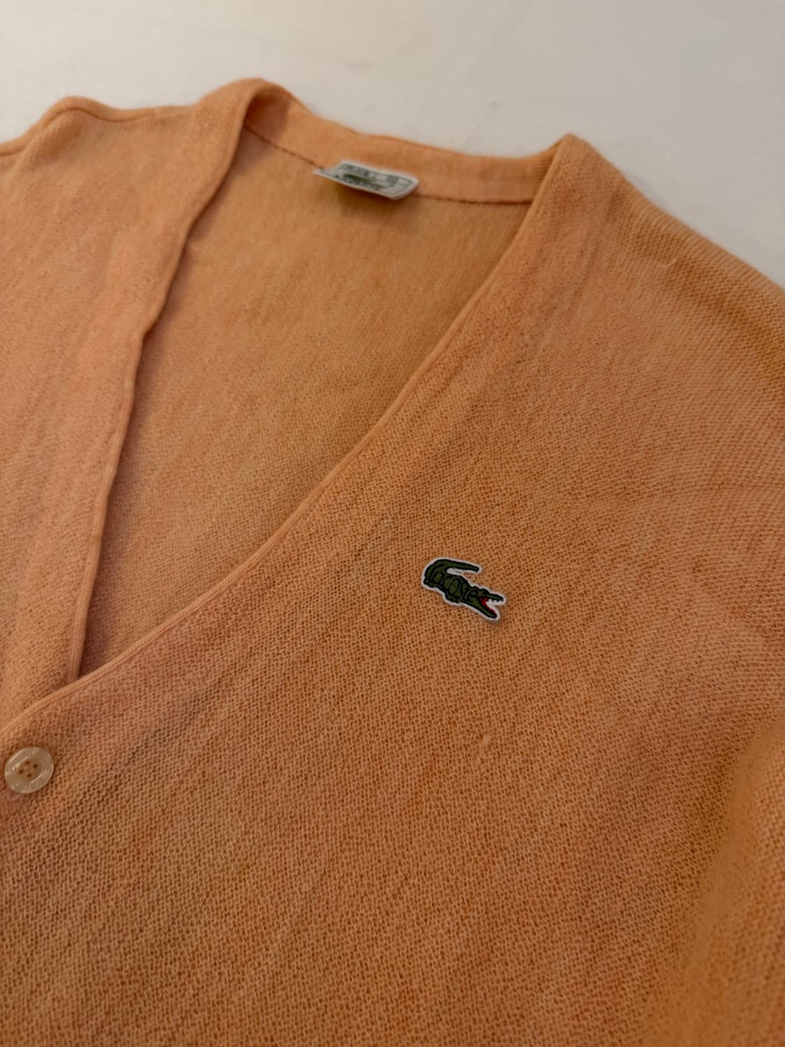 90s 라코스테 희귀컬러 브이넥 울 가디건  코랄 핑크 상품이미지2