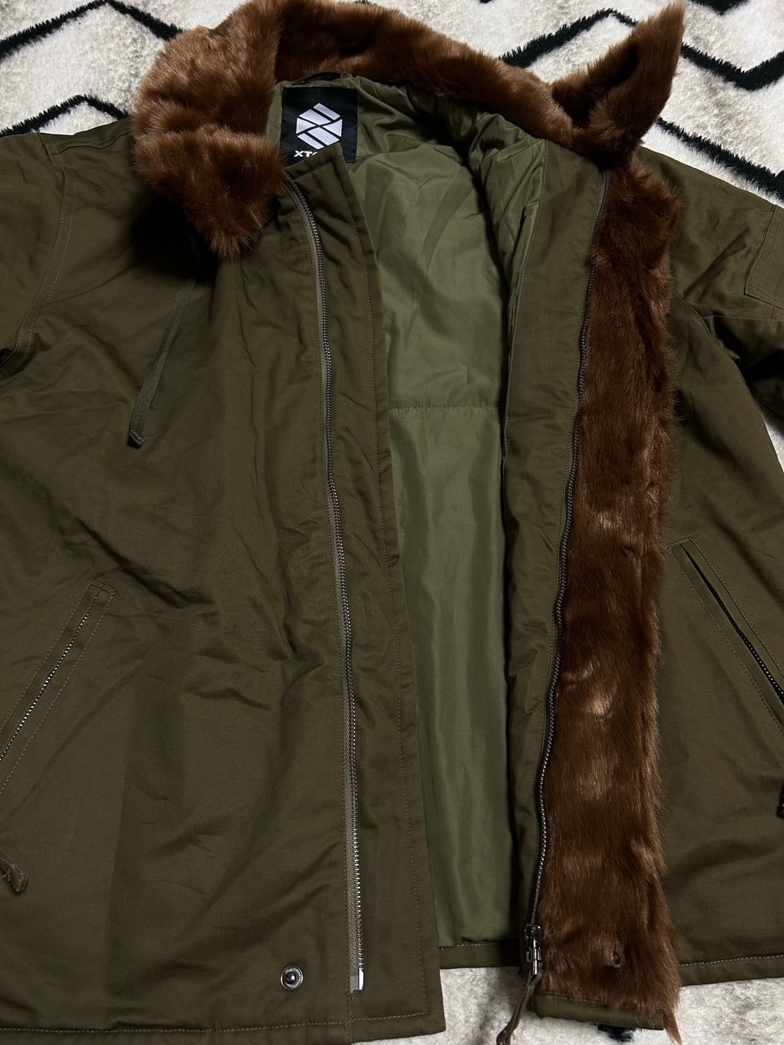 [L]엑스톤즈 XJ39 오버핏 퍼 코튼 자켓/카키 상품이미지7