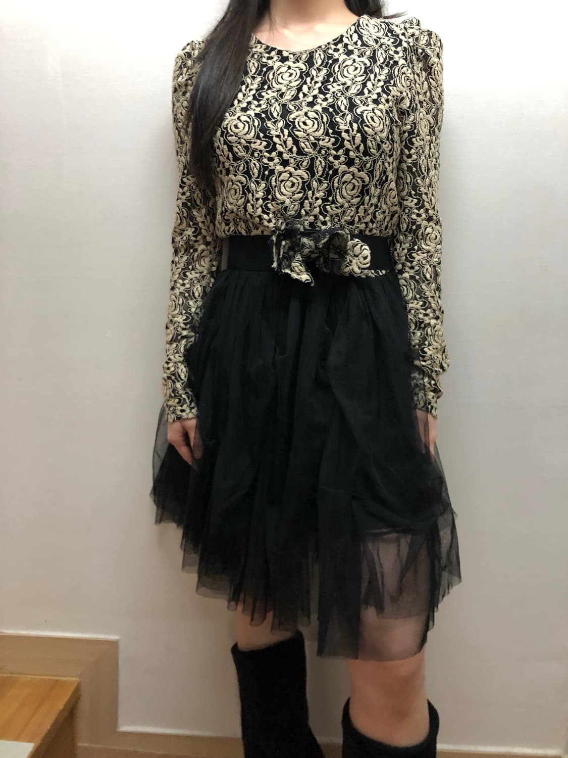 빈티지 블랙 오리엔탈 레이스 원피스 상품이미지4