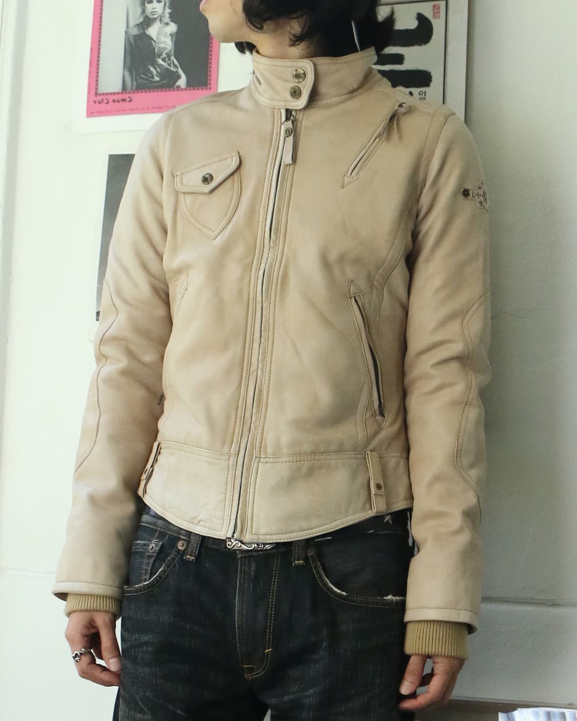 디젤 베이지 유틸리티 레더 자켓 상품이미지2