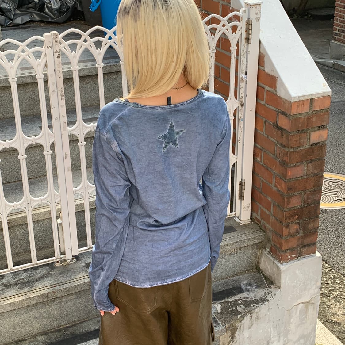 조르지오 브라토 백 레더 패치 브이넥 다잉 롱슬리브 상품이미지6